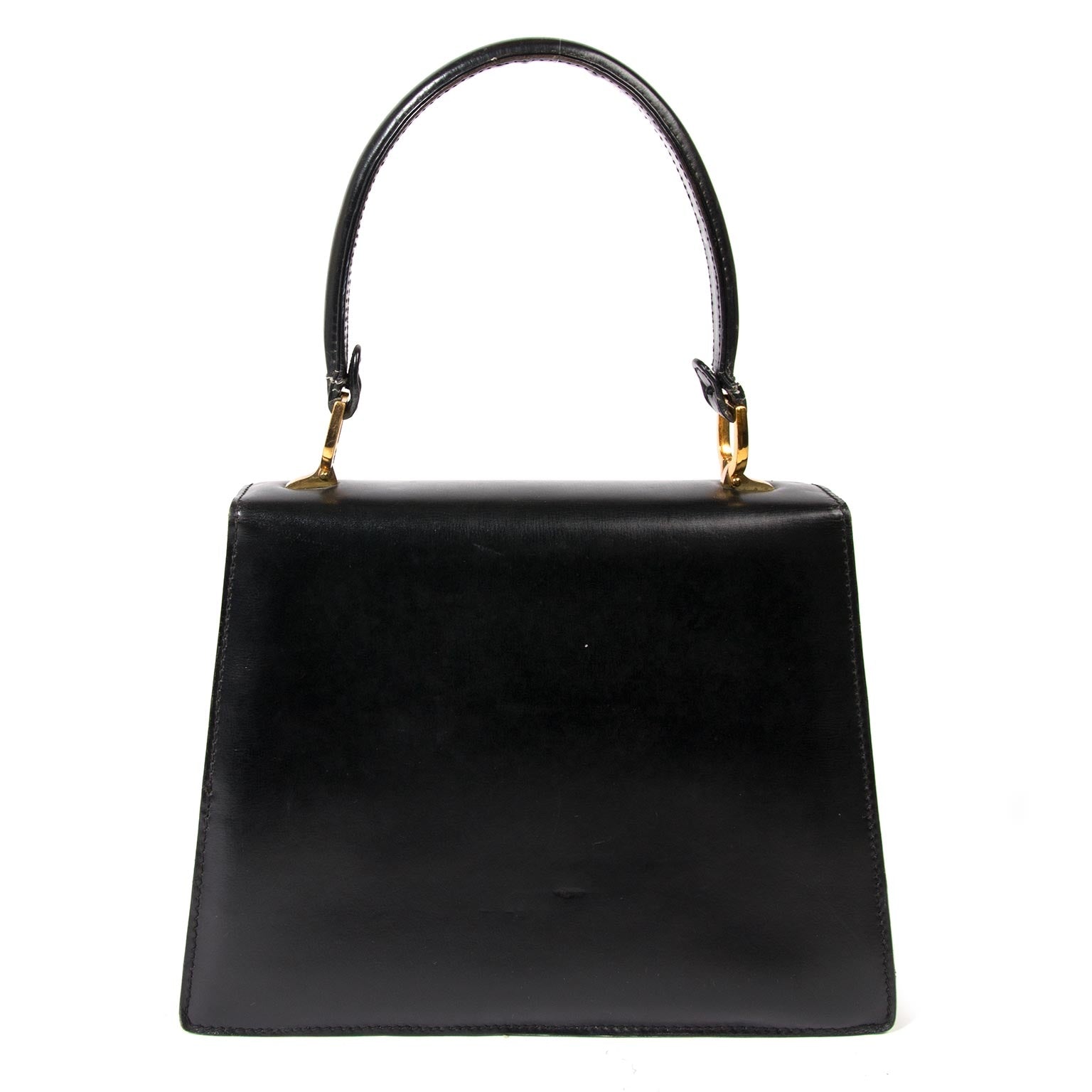 Delvaux Vintage Black Leather Top Handle Bag