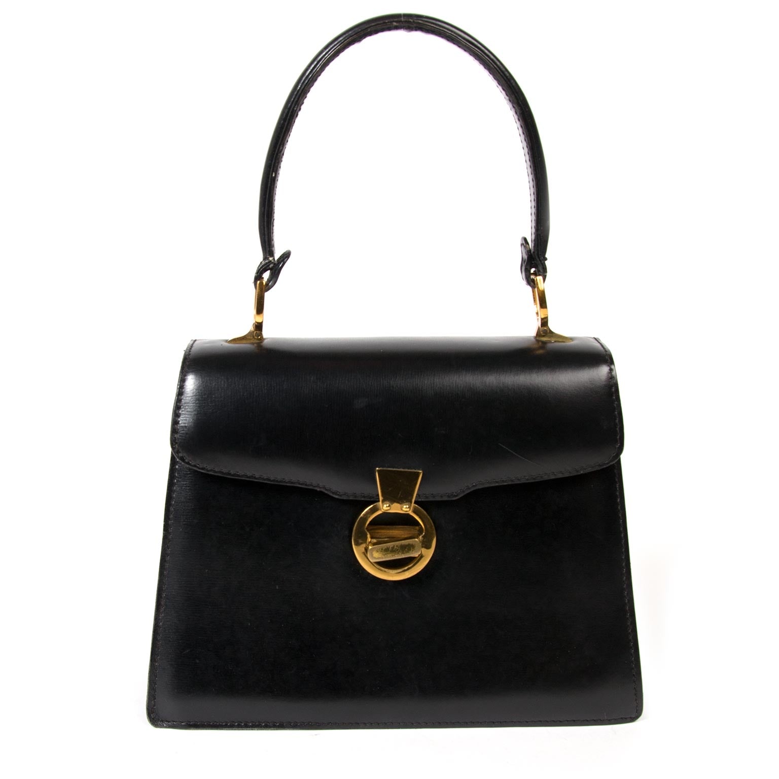 Delvaux Vintage Black Leather Top Handle Bag te koop aan de beste prijs bij Labellov