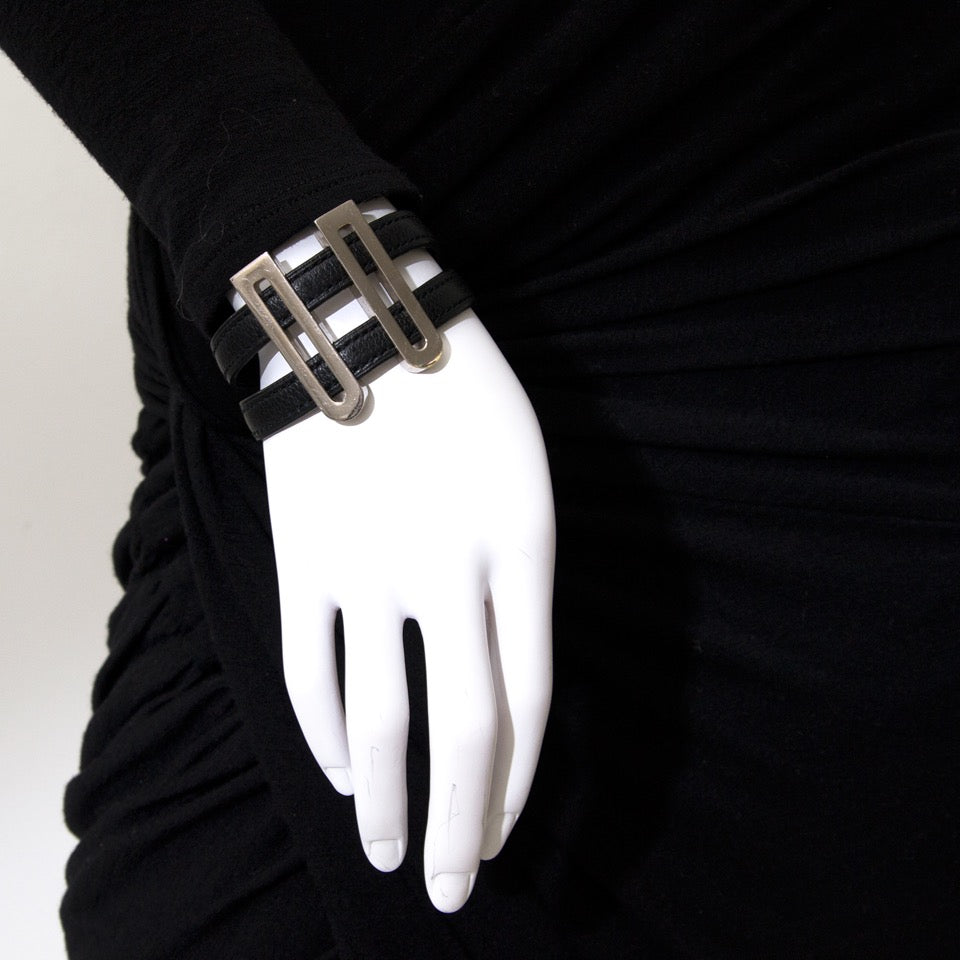 shop safe online secondhand designer Delvaux Black DD Leather Bracelet