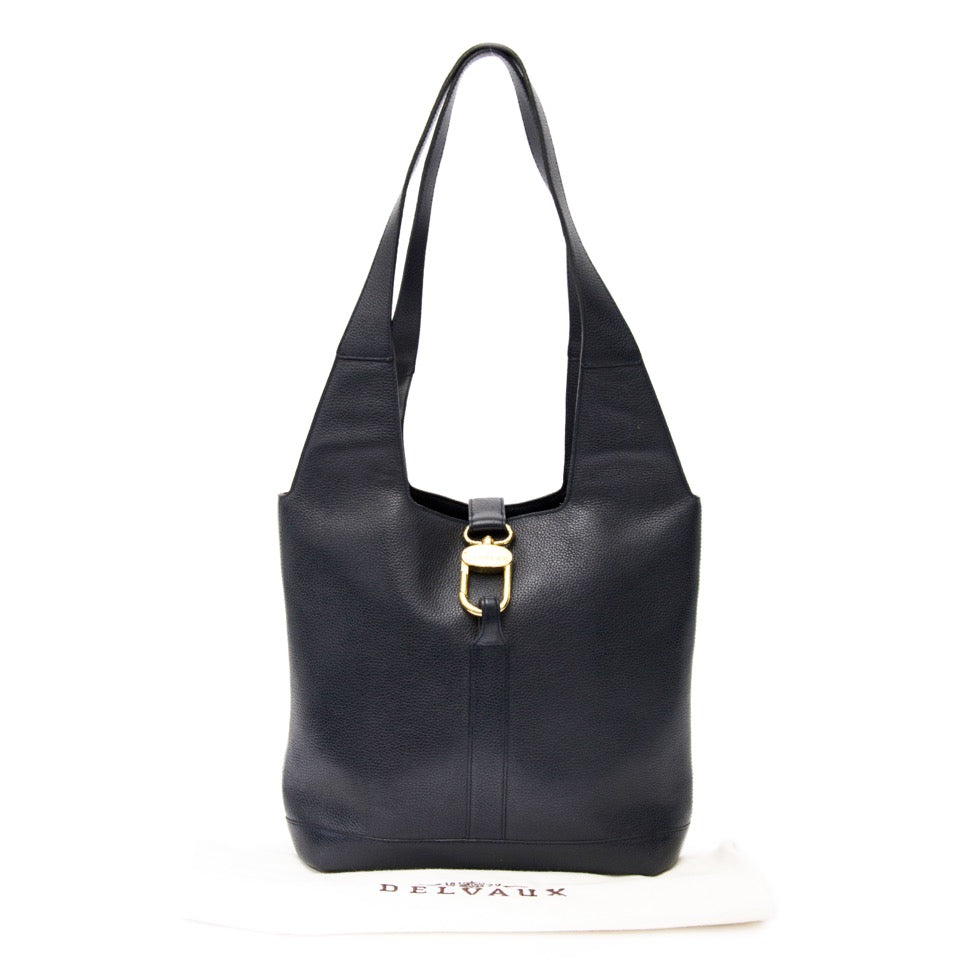 Delvaux Dark Blue Shoulder Bag buy and sell your designer vintage bags for the best commission rates on labellov.com