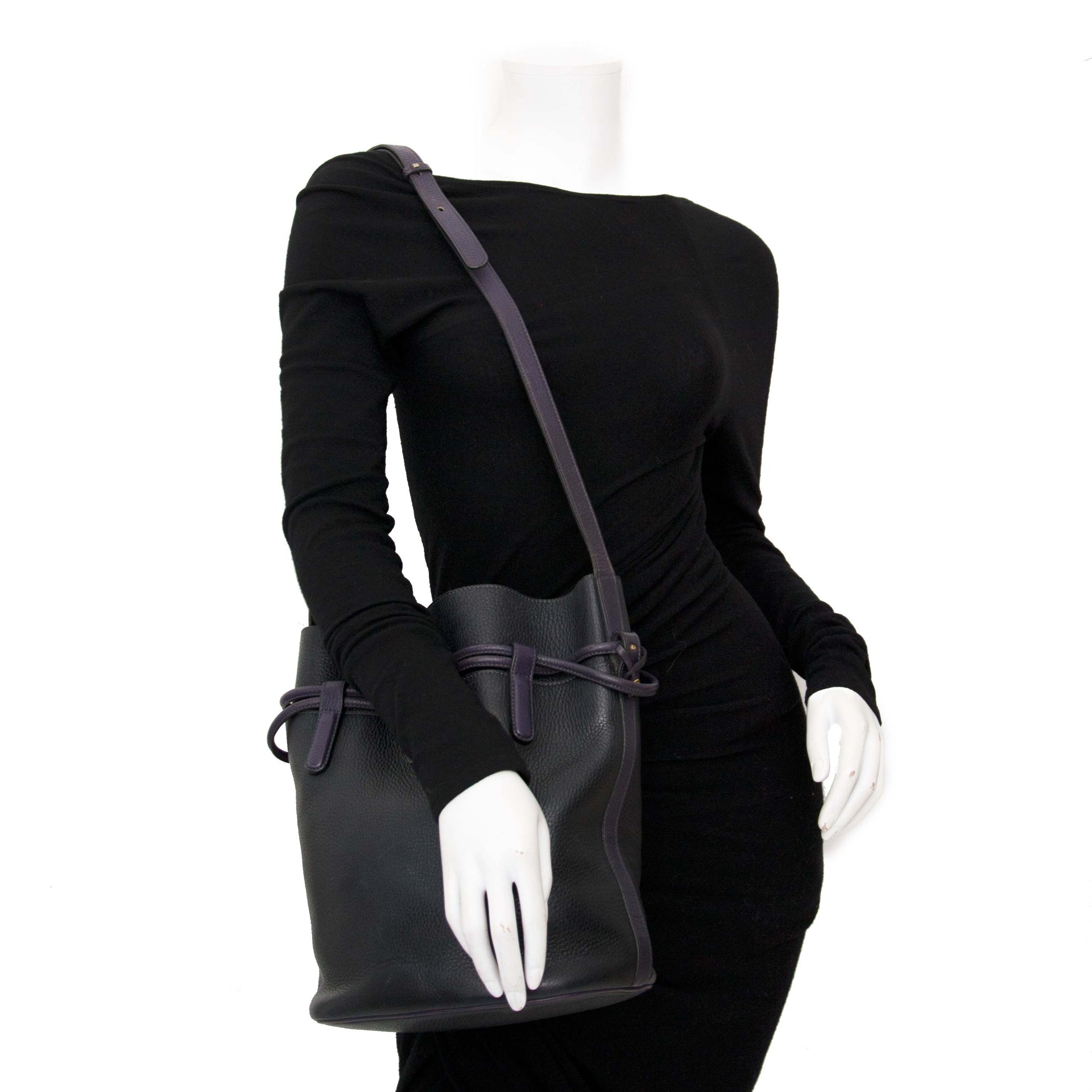 Delvaux Blue and Purple Bucket Bag