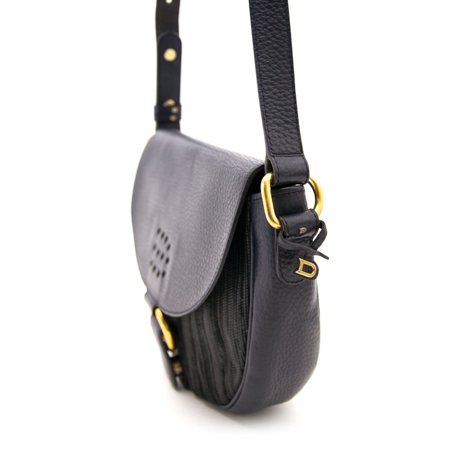 Looking for an authentic Delvaux Blue Toile de Cuir Cross Body Bag? Shop safe and secure online.