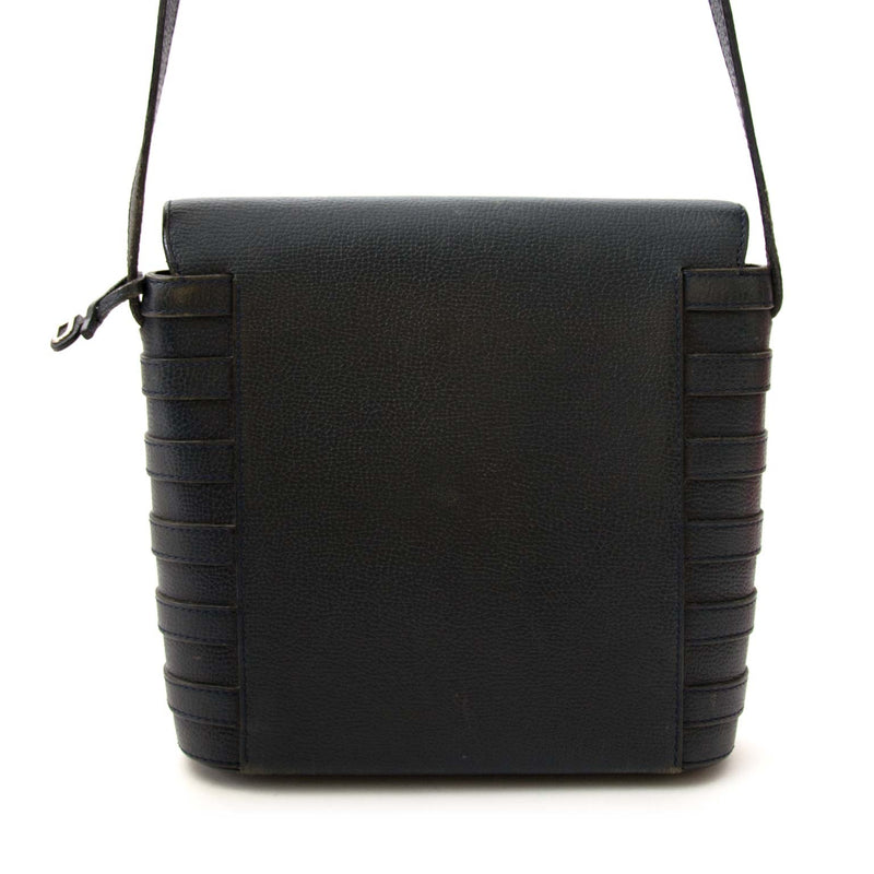 Delvaux blauwe leren schoudertas