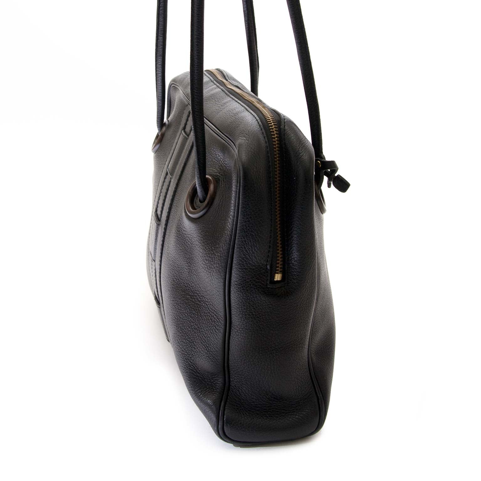 tweedehands Delvaux Black Leather Sisal GM te koop bij labellov