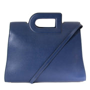 Delvaux Blue Leather 'D' Top Handle Bag now for sale at labellov vintage fashion webshop belgium