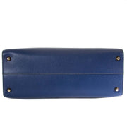 Delvaux Blue Leather 'D' Top Handle Bag now for sale at labellov vintage fashion webshop belgium