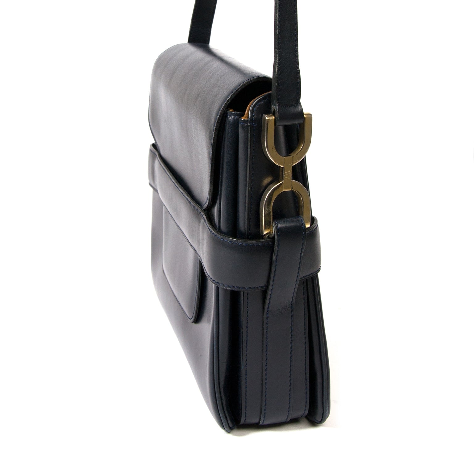 delvaux navy blue leather shoulder bag now for sale at labellov vintage fashion webshop belgium