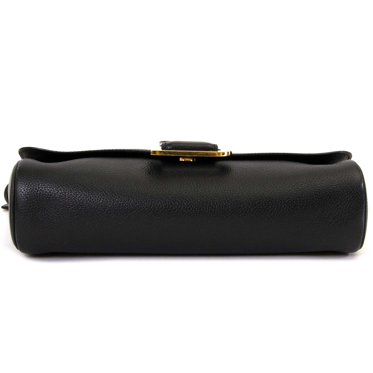 delvaux black leather shoulder bag now for sale at labellov vintage fashion webshop belgium