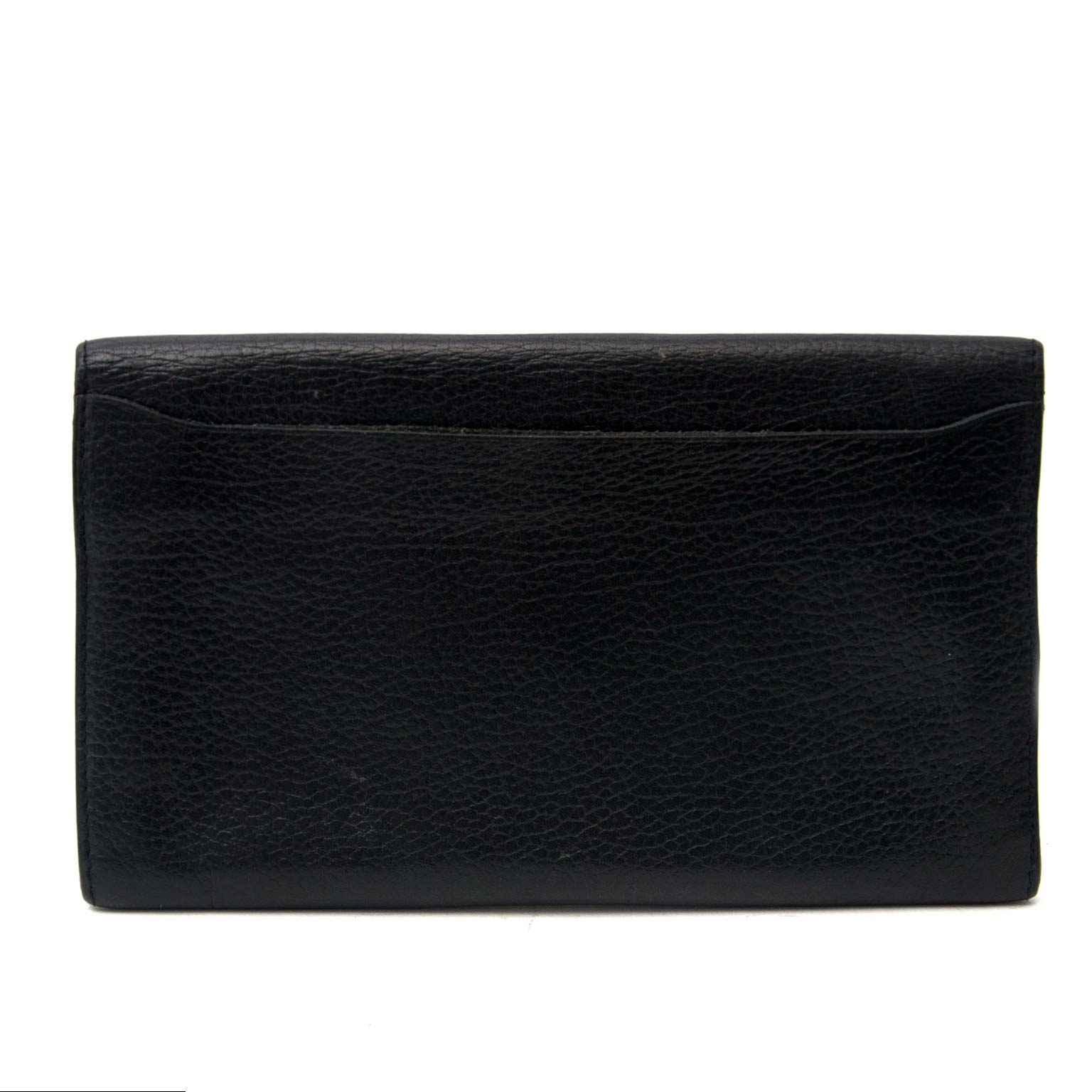 100% authentic Delvaux Black Leather Flap Wallet for sale
