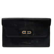 Delvaux Black Leather Flap Wallet