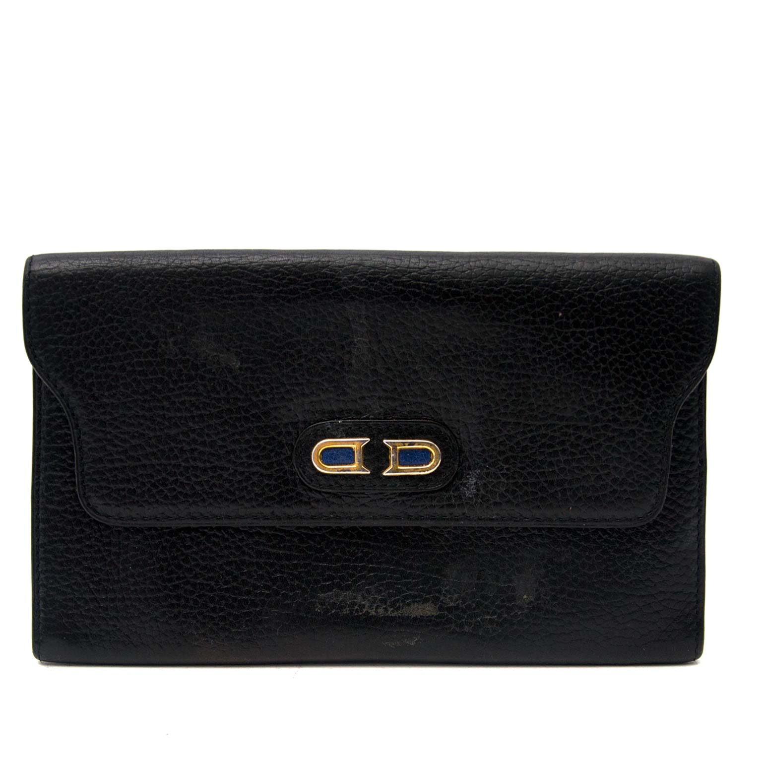 Delvaux Black Leather Flap Wallet