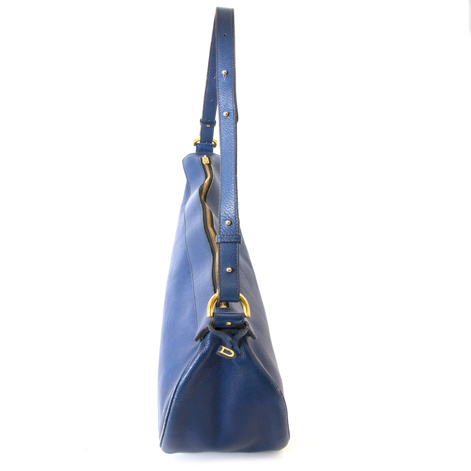 Delvaux Blue Saddle Bag now for sale at labellov vintage fashion webshop belgium