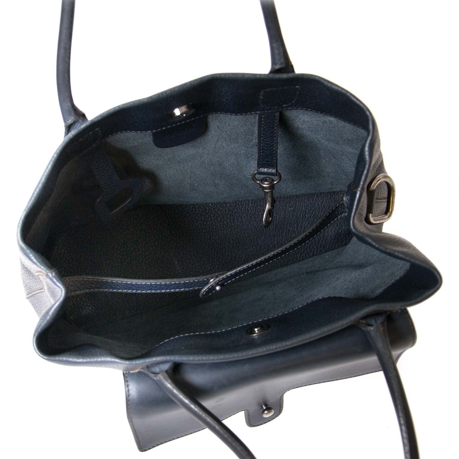 Deux de Delvaux Blue Leather Shoulder Bag for sale