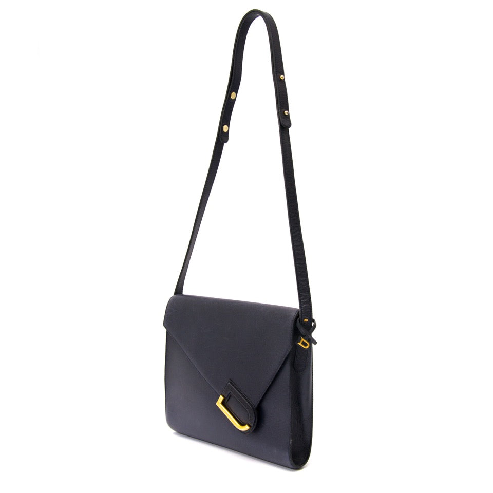 op zoek naar een designer handtas? Delvaux Dark Blue Enveloppe Bag aan de beste prijs