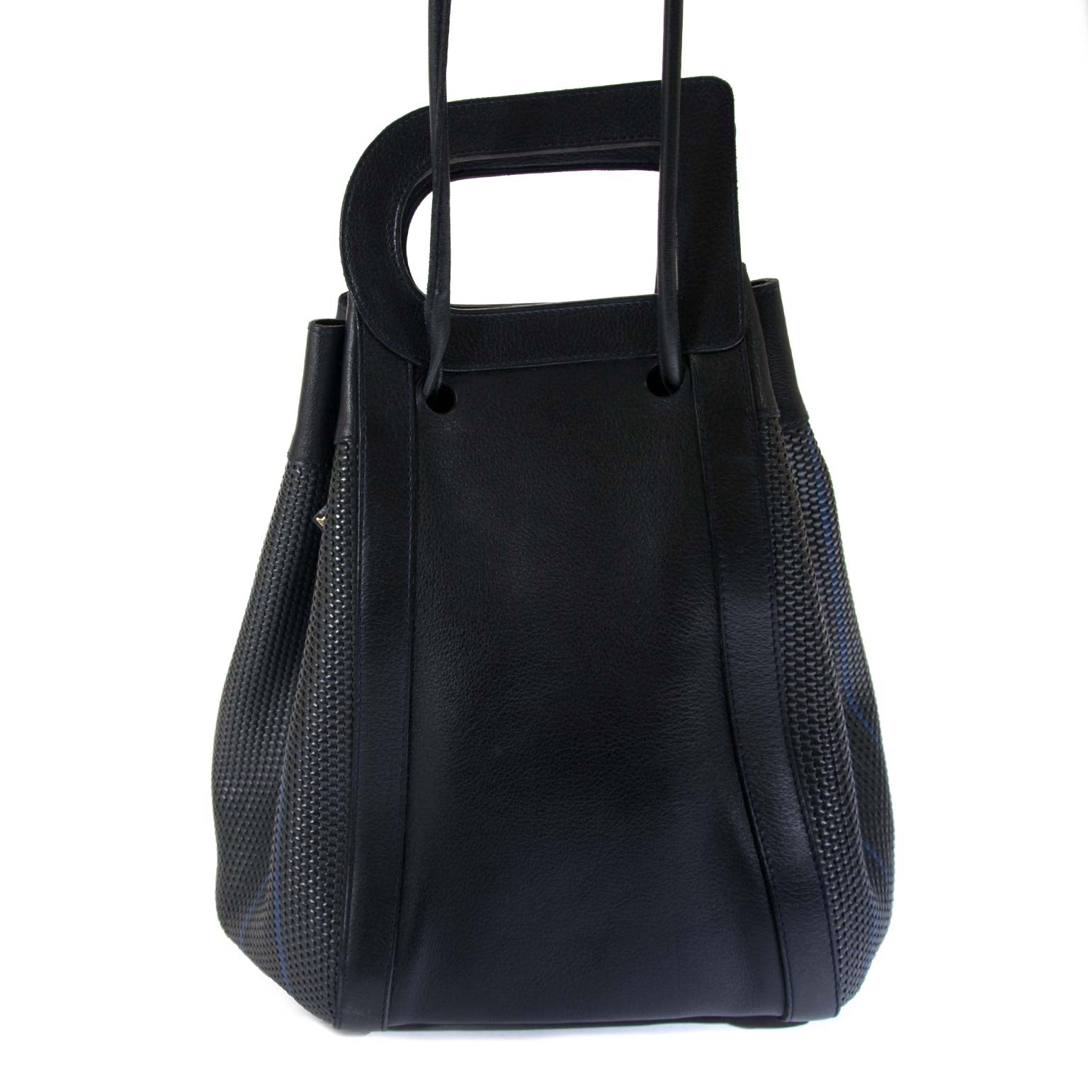 Delvaux Dark Blue Caraibes D Top Handle Shoulder Bag now for sale at labellov vintage fashion webshop belgium