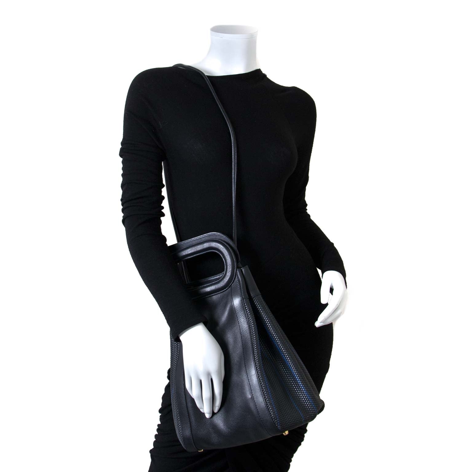 Delvaux Dark Blue Caraibes D Top Handle Shoulder Bag now for sale at labellov vintage fashion webshop belgium