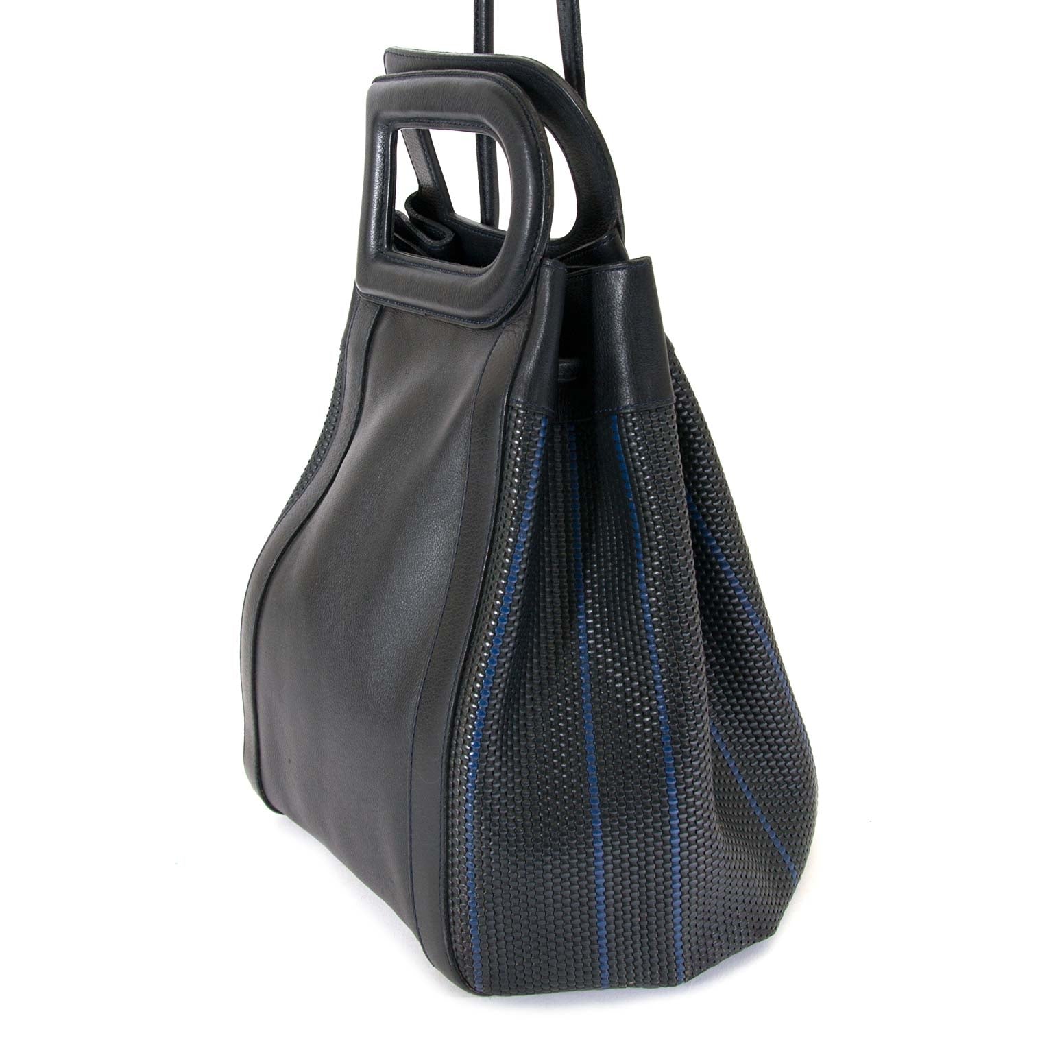 Delvaux Dark Blue Caraibes D Top Handle Shoulder Bag now for sale at labellov vintage fashion webshop belgium