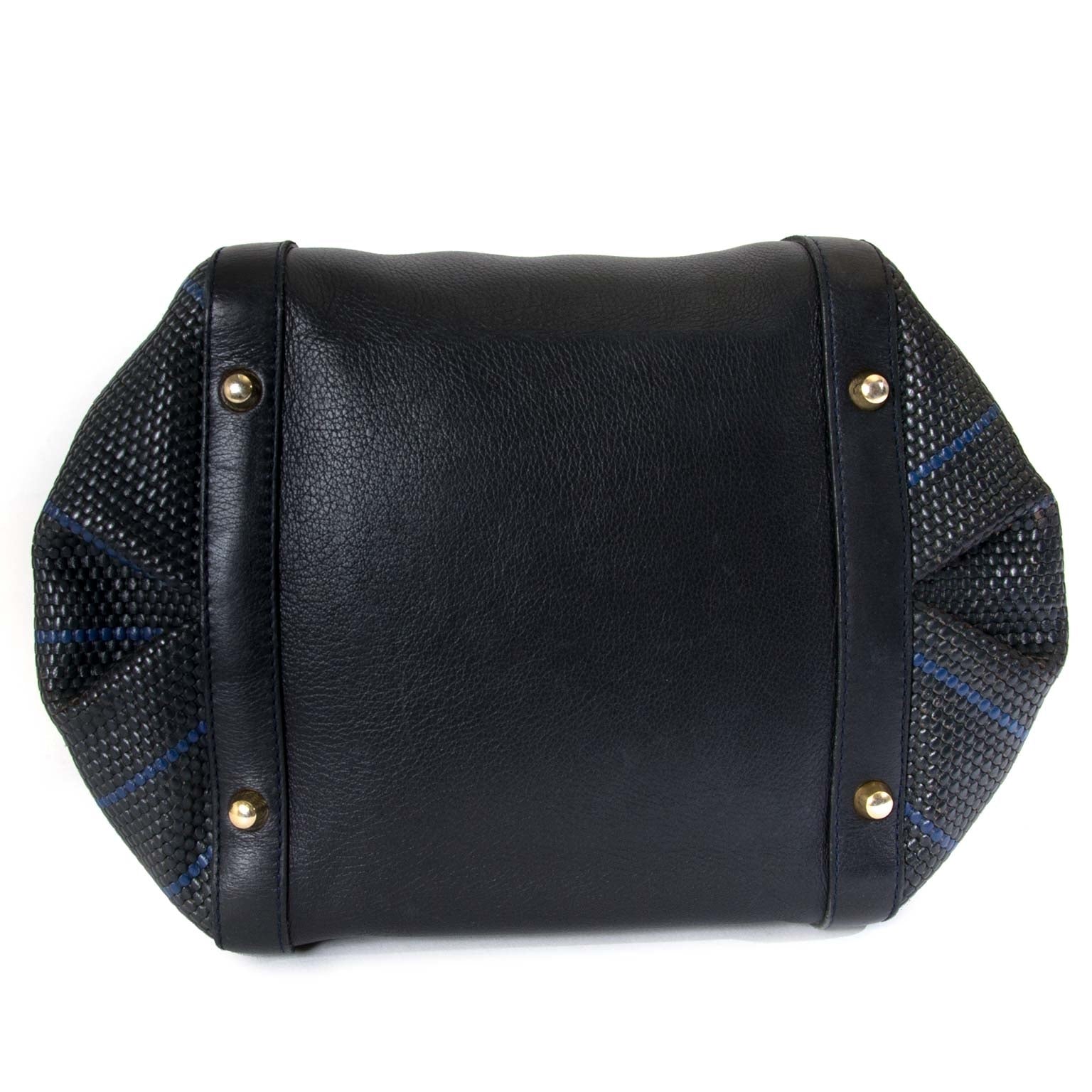 Delvaux Dark Blue Caraibes D Top Handle Shoulder Bag now for sale at labellov vintage fashion webshop belgium