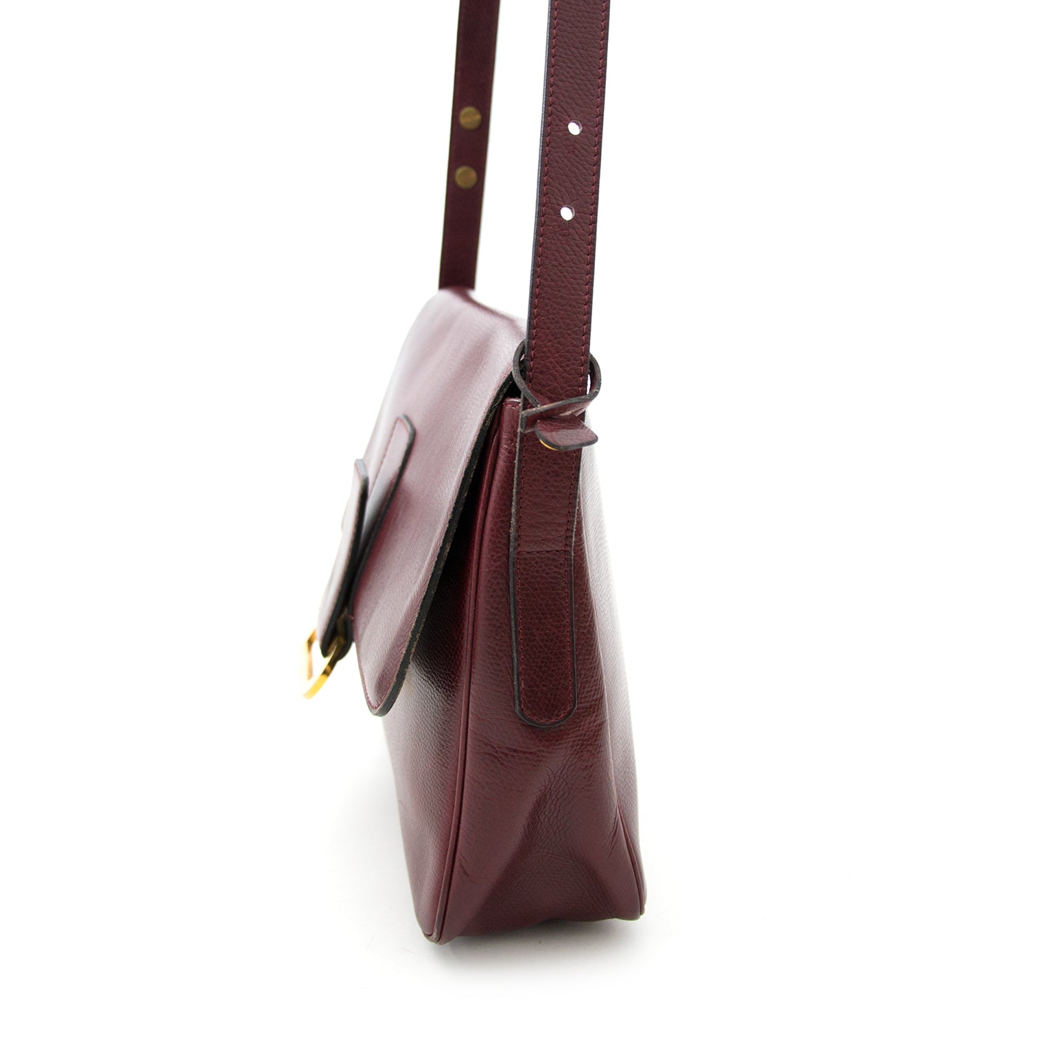 Delvaux Dark Red Shoulder Bag Poirier available at Labellov.com