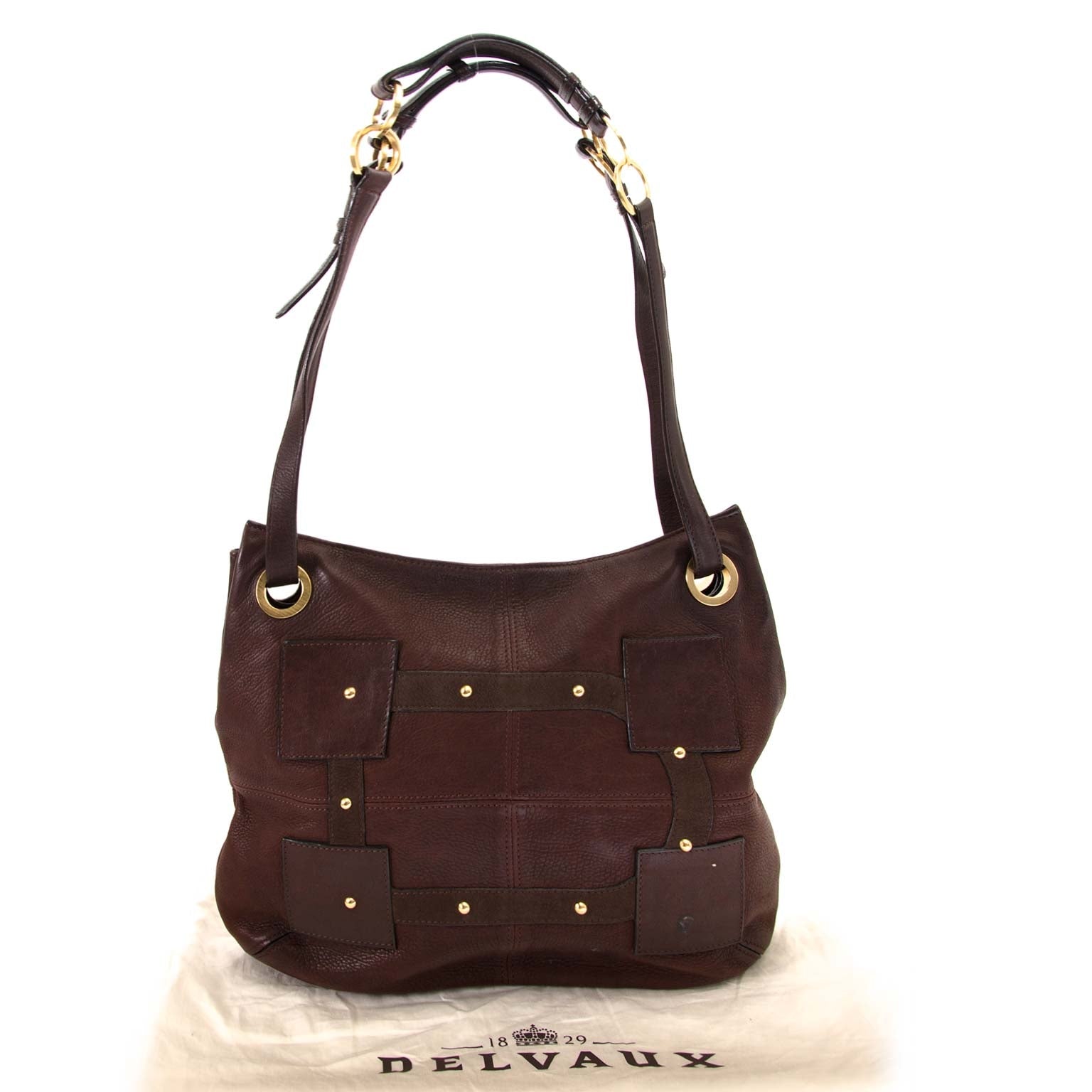 Delvaux Brown Leather Emile Patchwork Bag