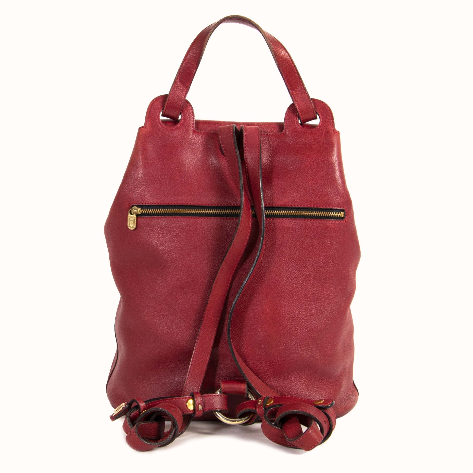Delvaux Red Backpack now for sale at labellov vintage fashion webshop belgium