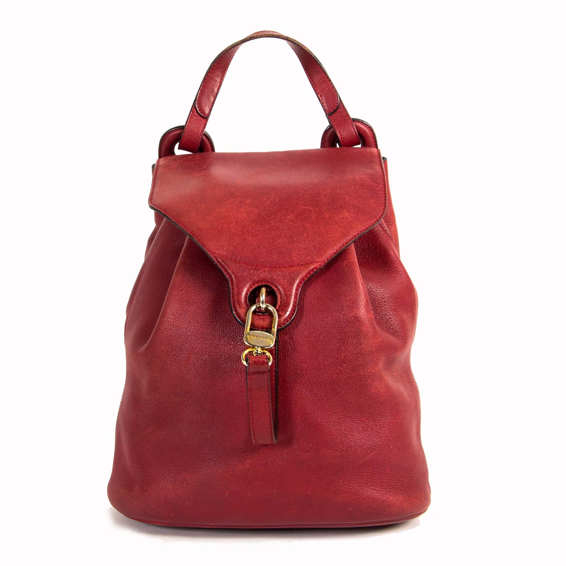 Delvaux Red Backpack now for sale at labellov vintage fashion webshop belgium