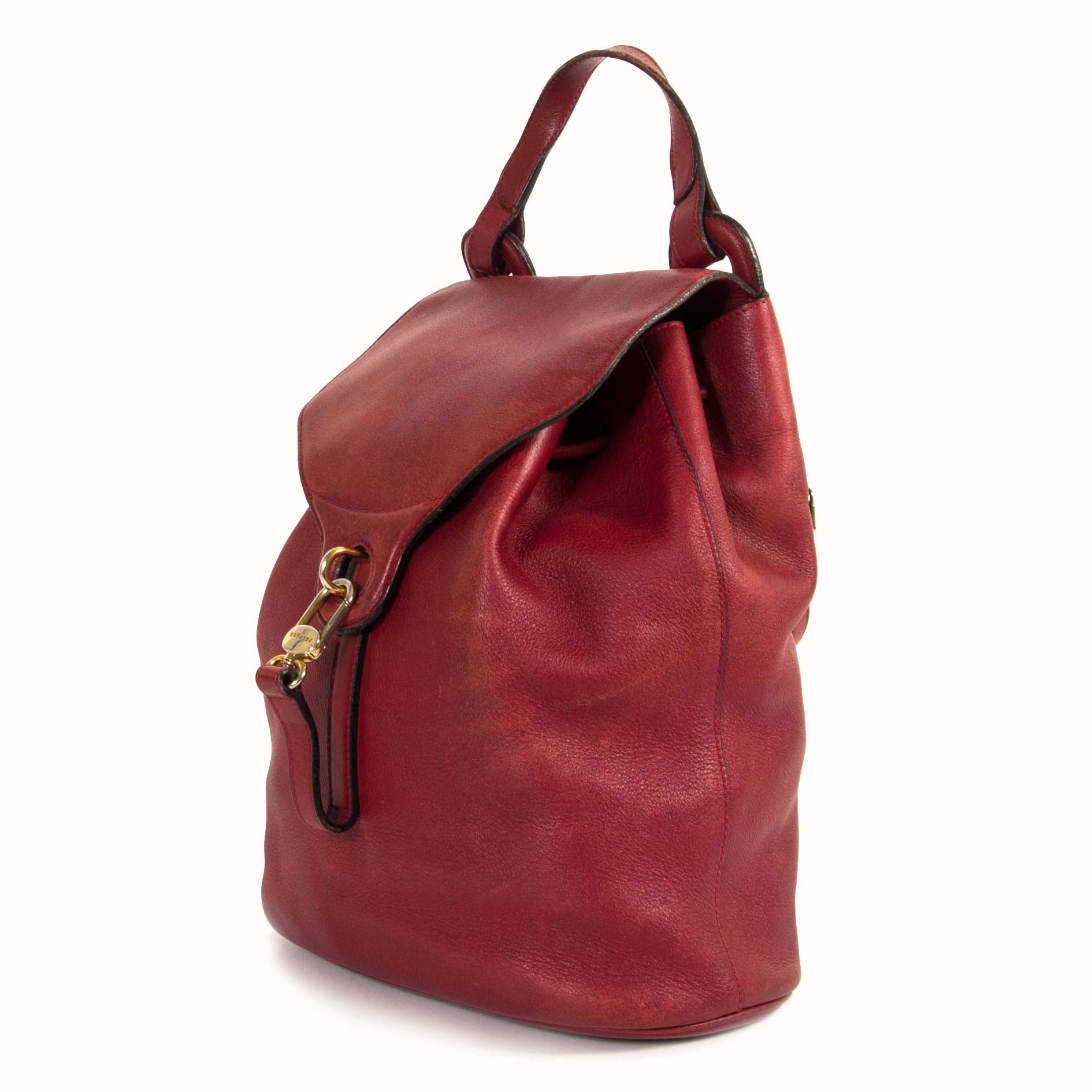 Delvaux Red Backpack now for sale at labellov vintage fashion webshop belgium