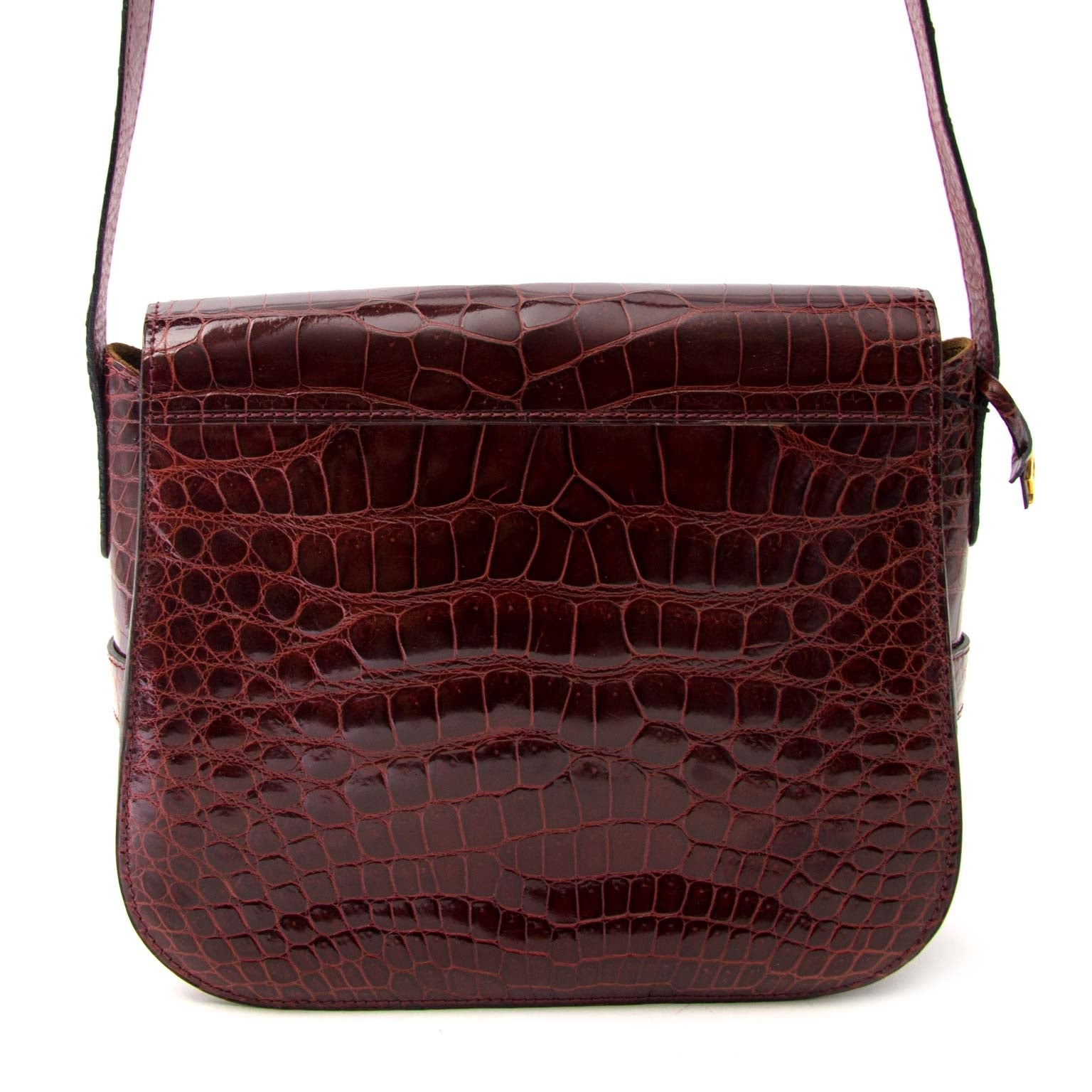 100% authentic Delvaux Vintage Bordeaux Croco Leather Bag