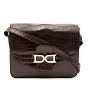 Delvaux Brown Croco Bourgogne Shoulder Bag kopen aan de beste prijs bij Labellov