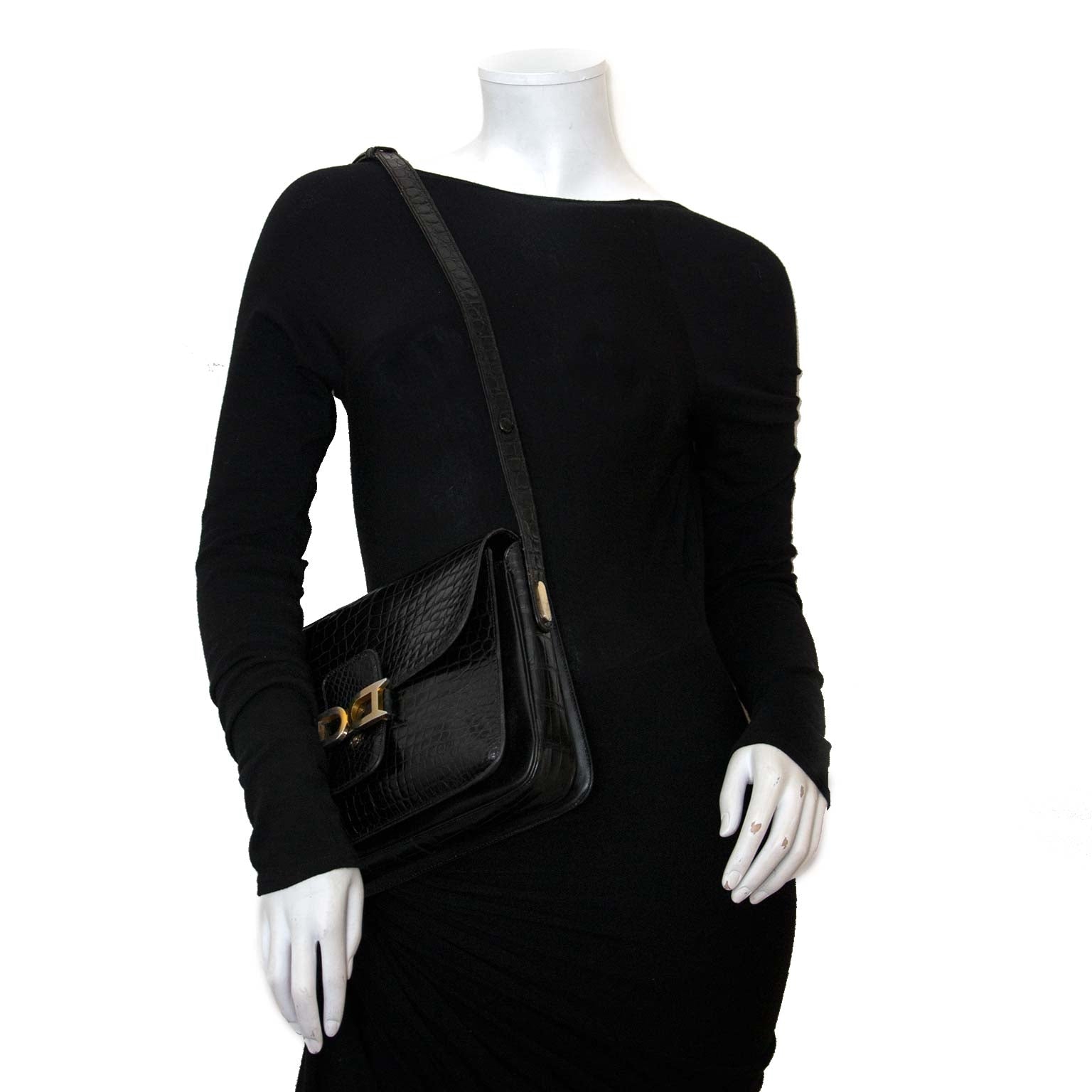 Koop authentieke Delvaux Crocodile Bourgogne tas online bij Labellov vintage webshop