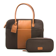 Delvaux Brown Airess Shoulder Bag Canvas + Toiletry case koop online