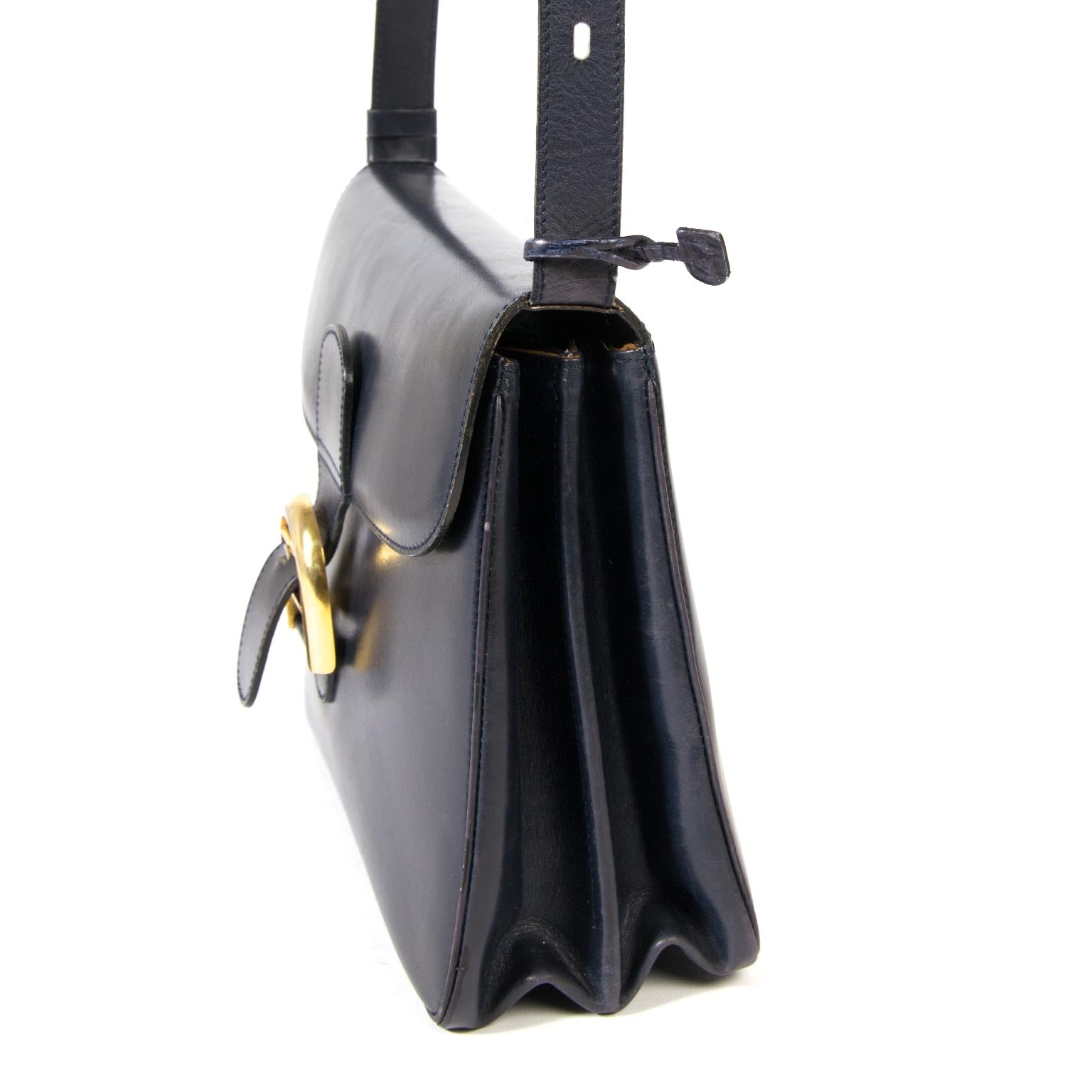 Delvaux Brillant Baudrier blue leather bag now for sale at labellov vintage fashion webshop belgium