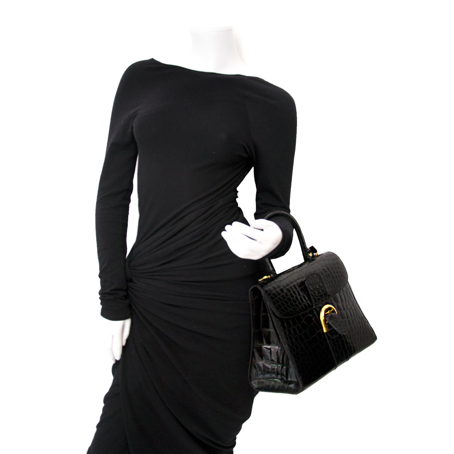Acheter en ligne chez Labellov.com Delvaux Black Croco Brillant MM