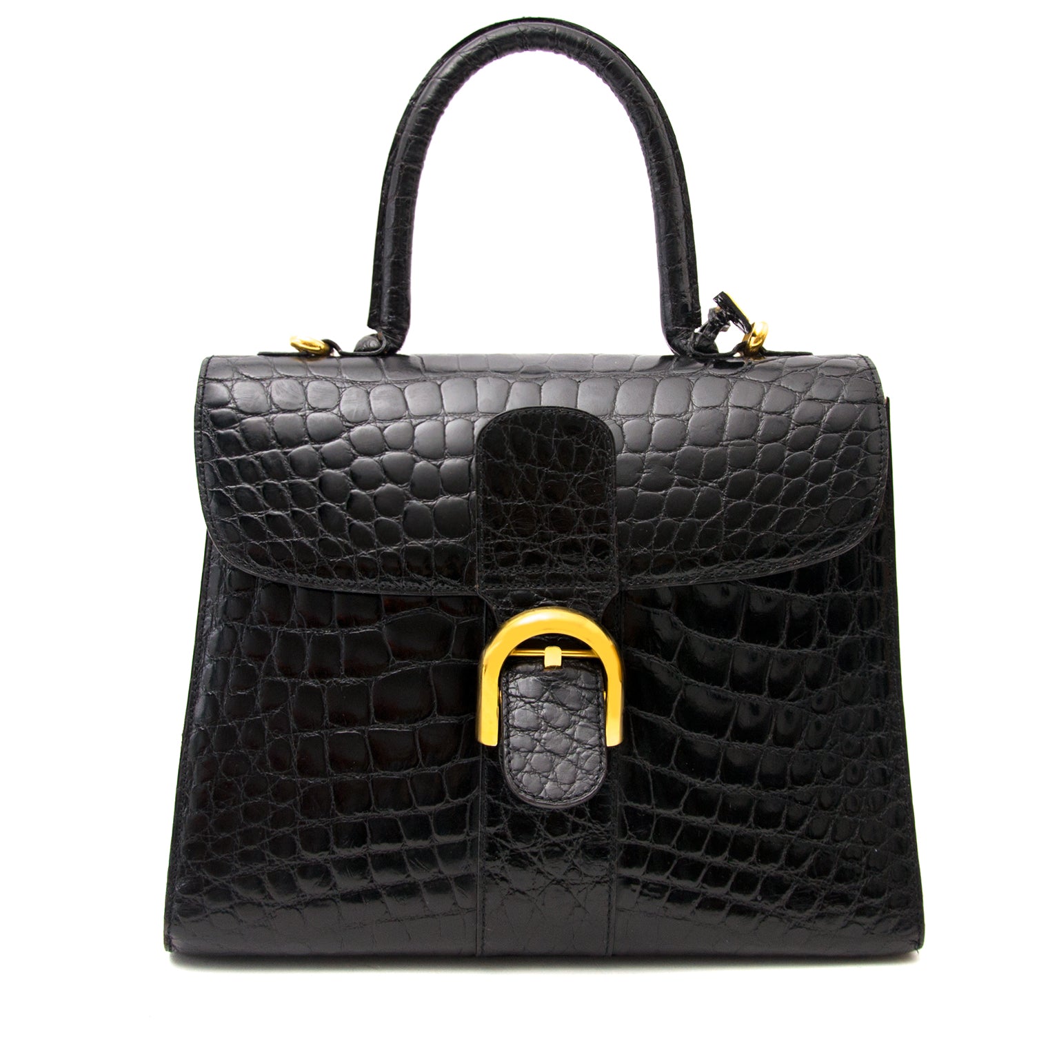 Shop luxury items in Antwerp like Delvaux Black Croco Brillant MM