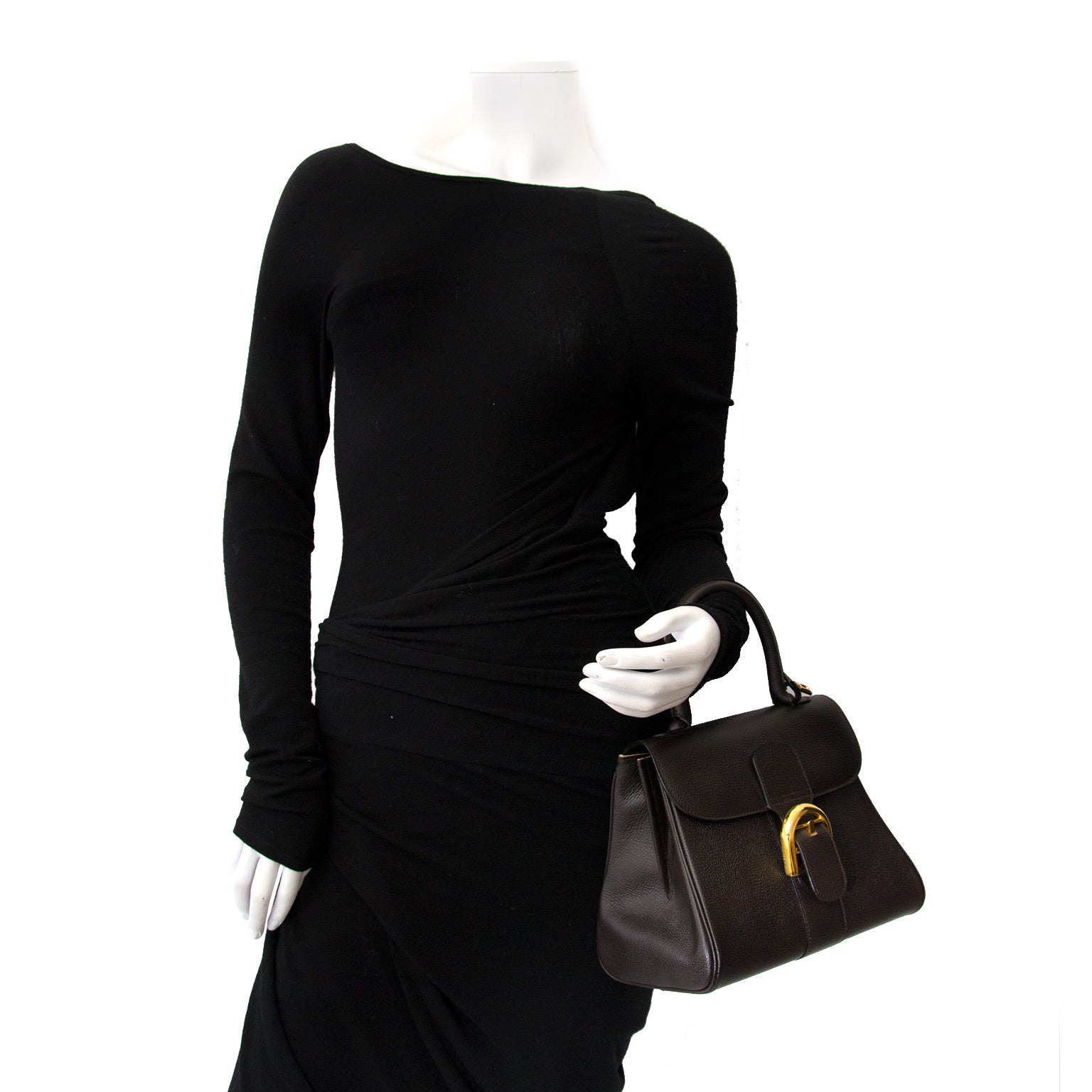 koop veilig online aan de beste prijs tweedehands Delvaux Dark Brown Brillant PM
