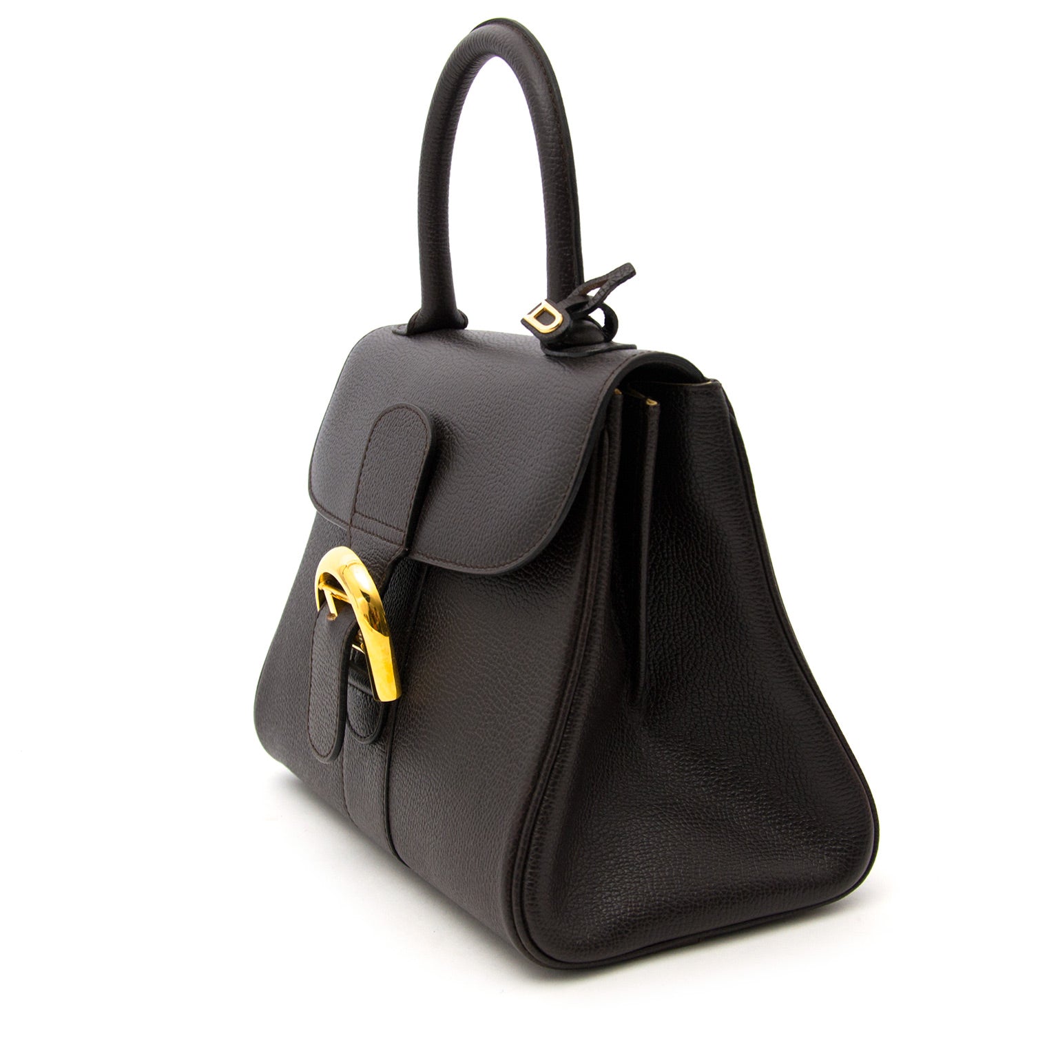 comme neuf sac a main seconde main Delvaux Dark Brown Brillant PM