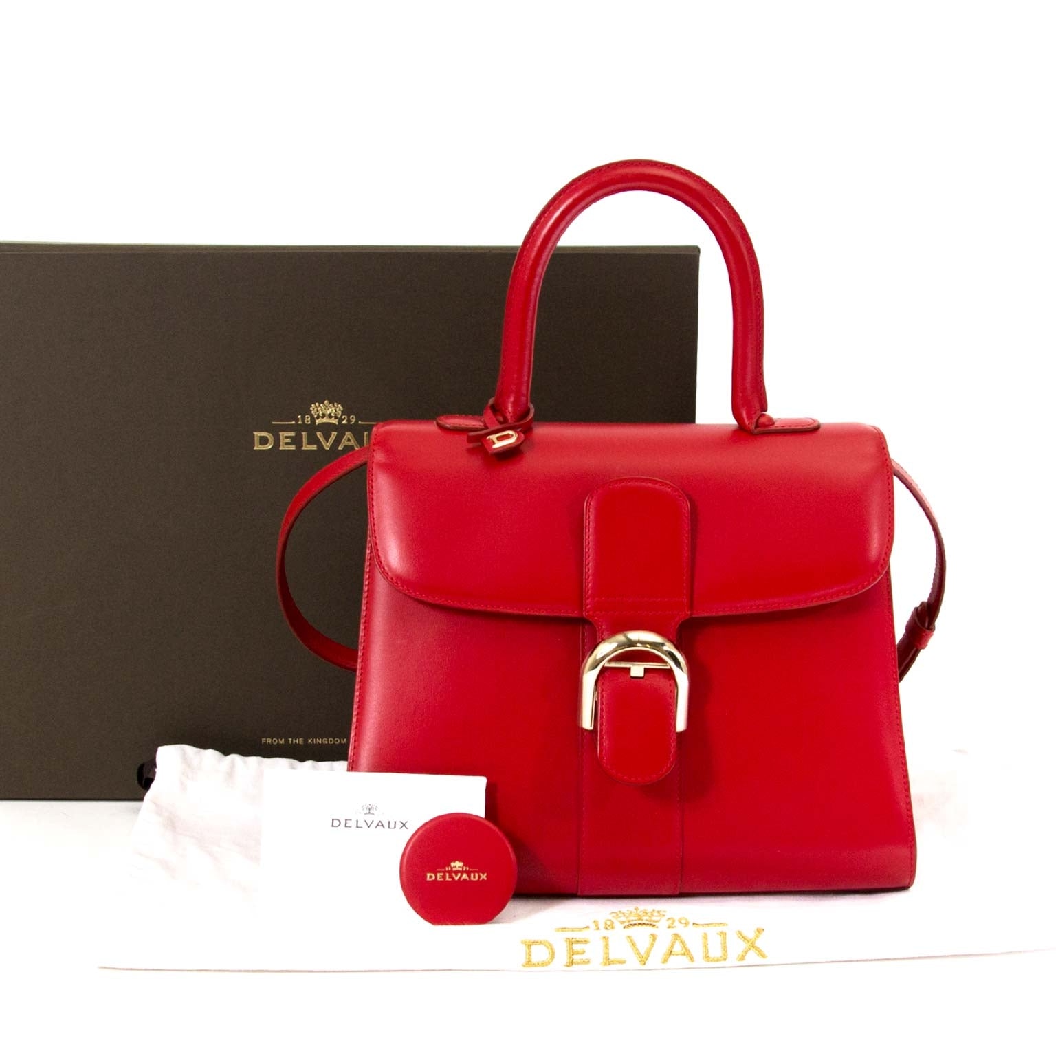 Koop en verkoop uw authentieke Delvaux Brillant MM Boxcalf Rouge Lipstick aan de beste prijs bij Labellov