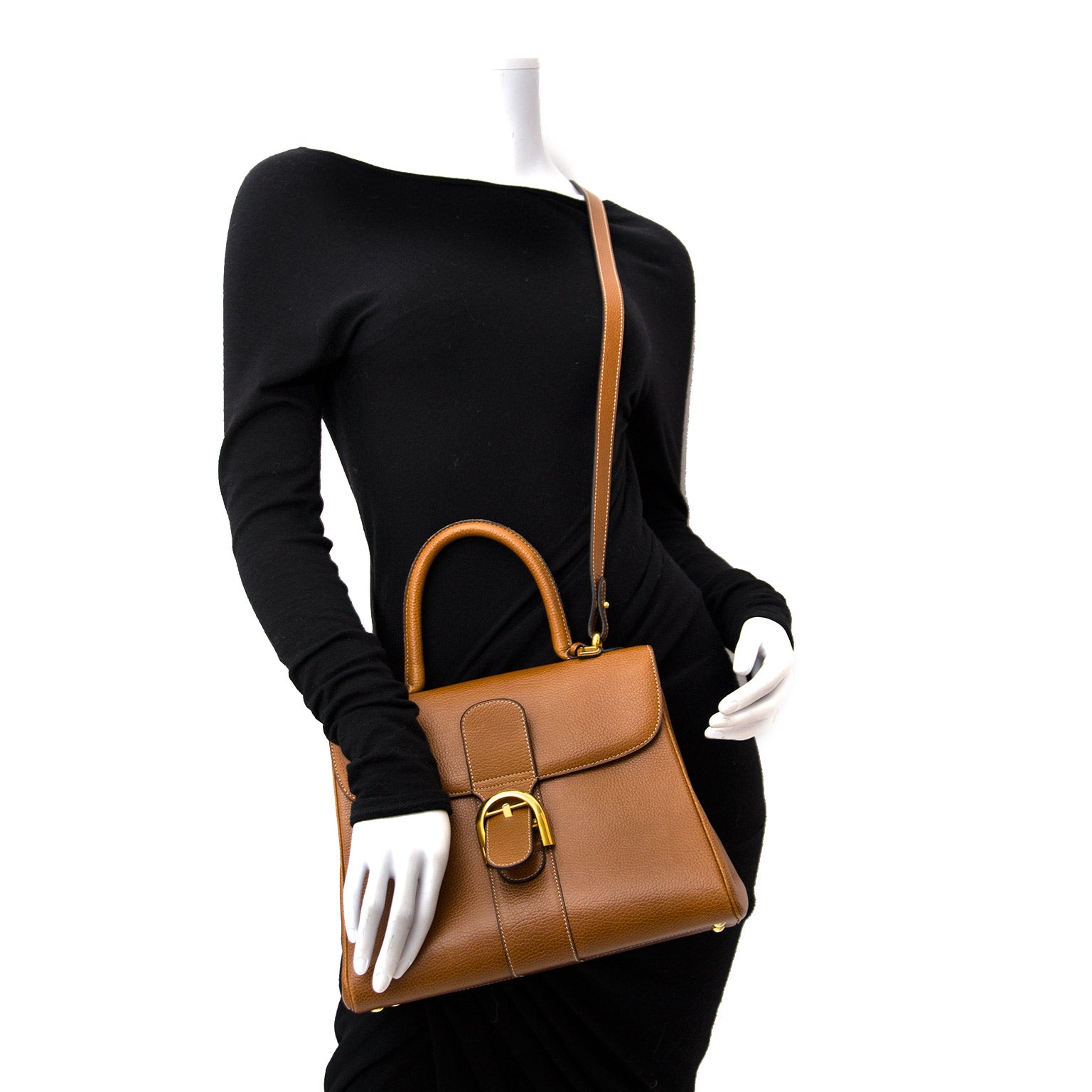 2dehands aan de beste prijs Delvaux Brillant MM Cognac GHW + Strap net als nieuw
