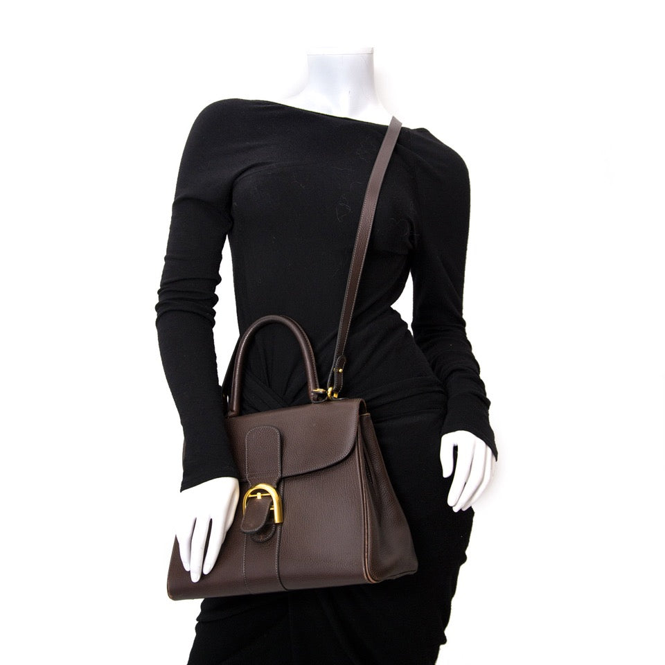 shop online at the best price your designer luxury Delvaux Brillant Dark Brown MM GHW + Strap