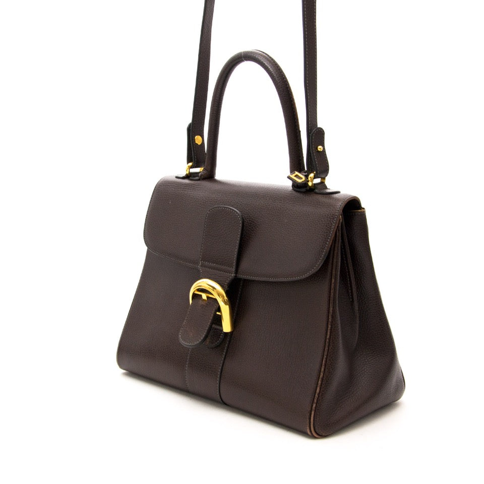 koop online aan de beste prijs Delvaux Brillant Dark Brown MM GHW + Strap