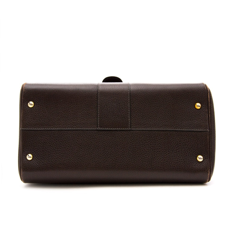 comme neuf sac a main Delvaux Brillant Dark Brown MM GHW + Strap