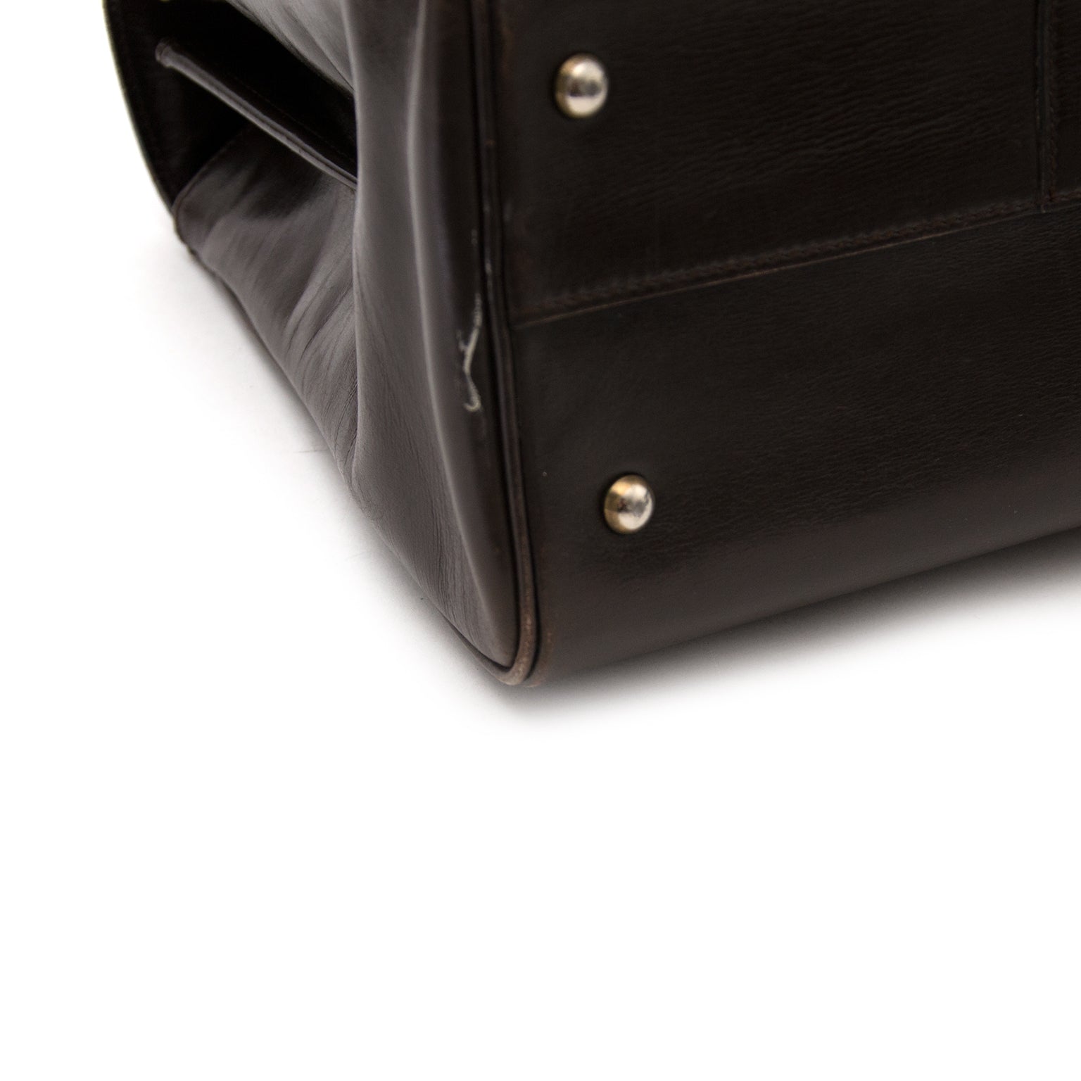 koop veilig online tweedehands Delvaux Brown Brillant MM + Strap
