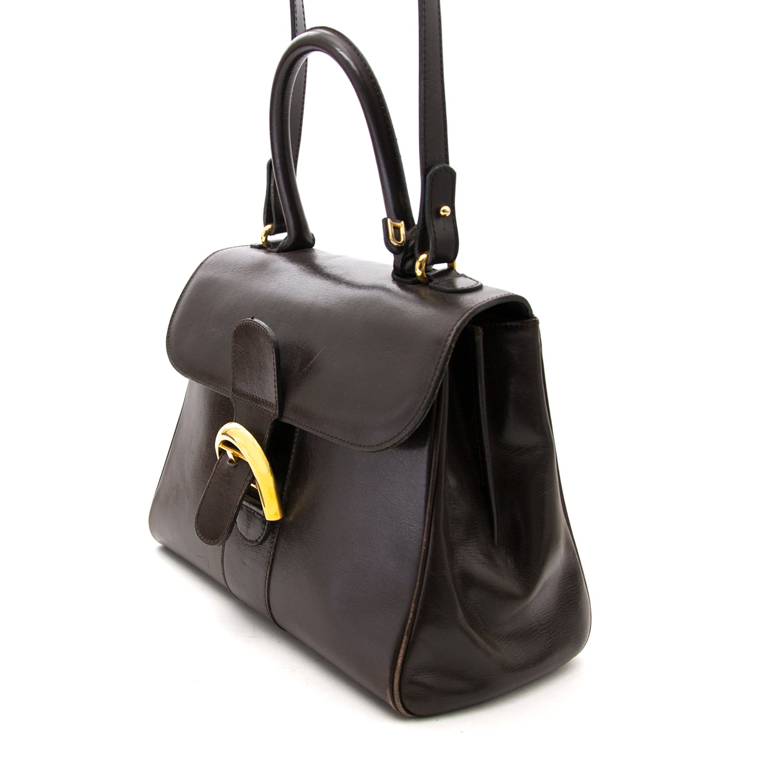 2dehands aan de beste prijs Delvaux Brown Brillant MM + Strap net als nieuw