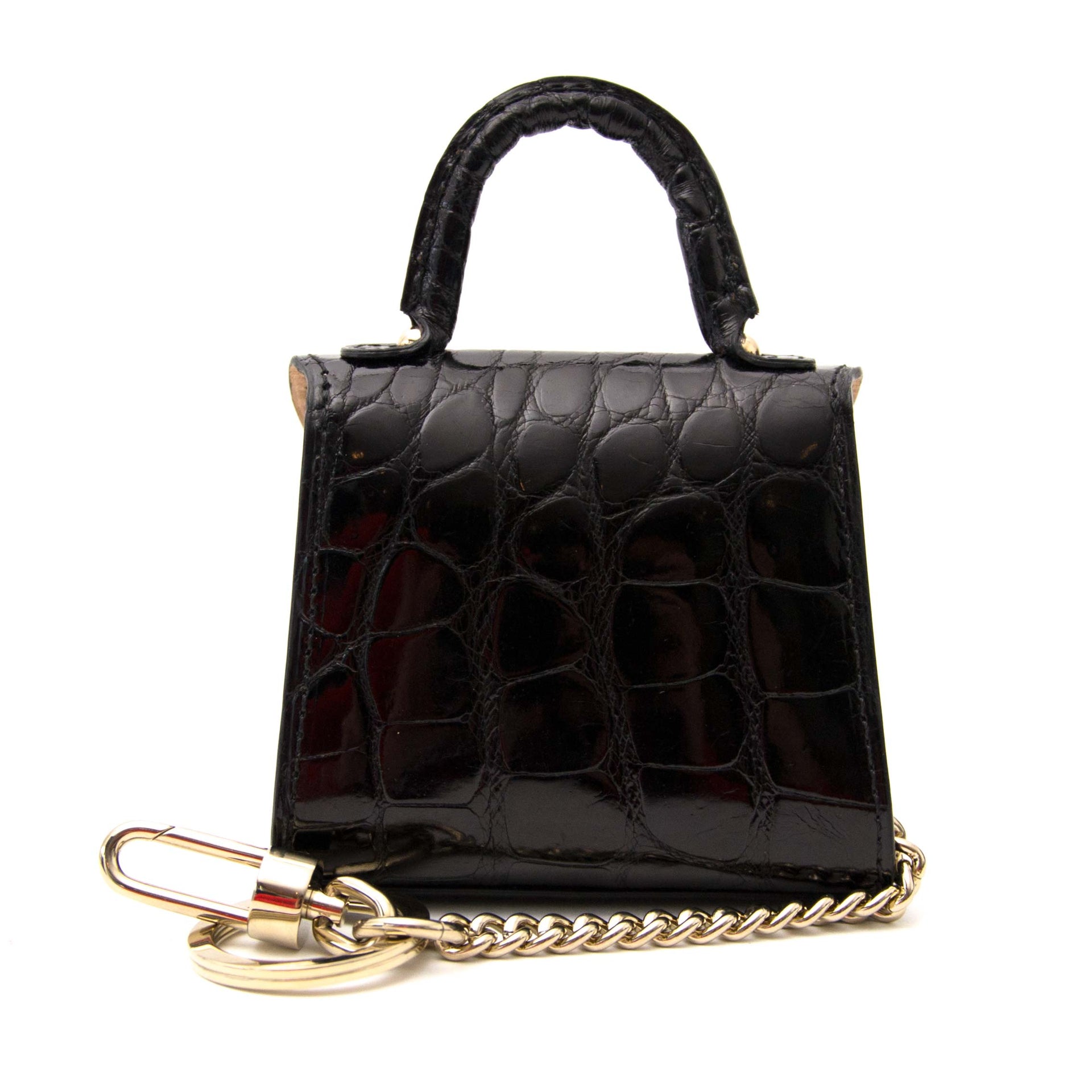 koop veilig online aan de beste prijs jou tweedehands Delvaux Brillant Black Croco Bag Charm