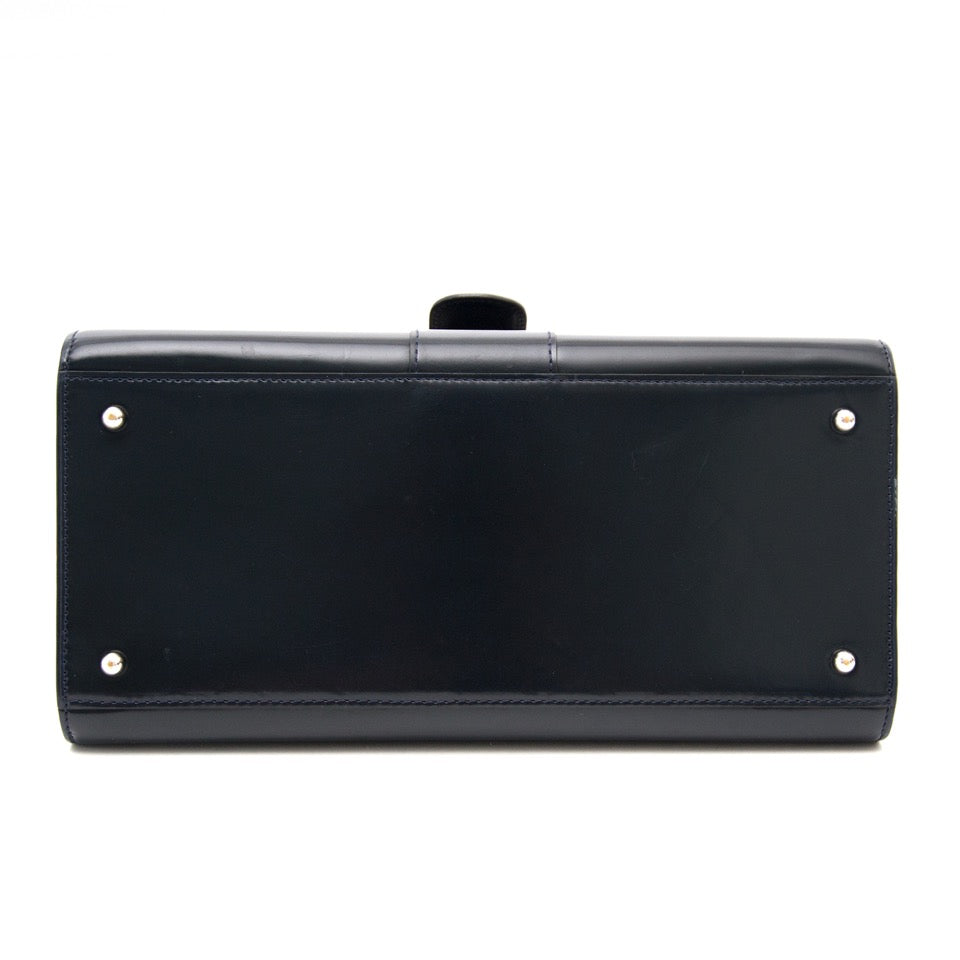 shop safe online like new 100% authentic luxury bags Belgium Delvaux Dark Blue Brillant MM Bag