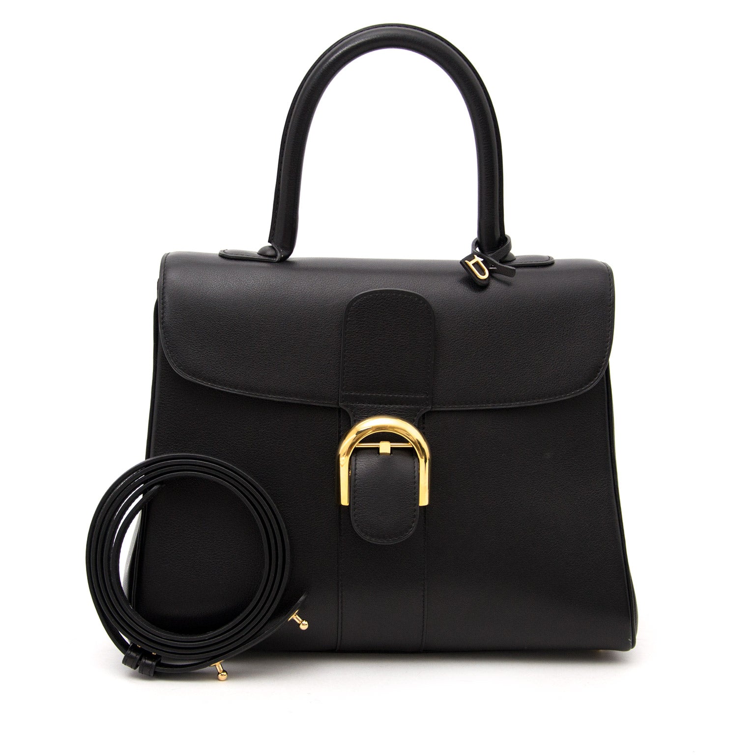 shop safe online at the best price secondhand Delvaux Black Brillant MM + STRAP