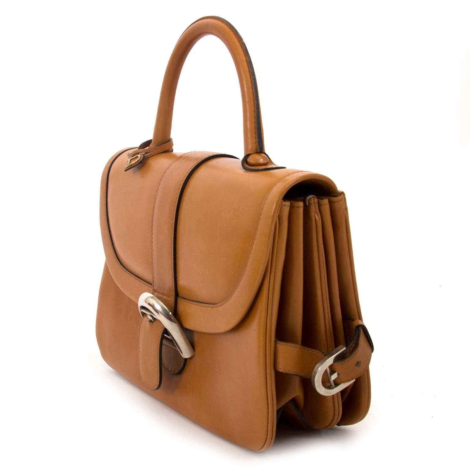 100% authentic Delvaux Brillant Rouilly Cognac Top Handle Bag for the best price
