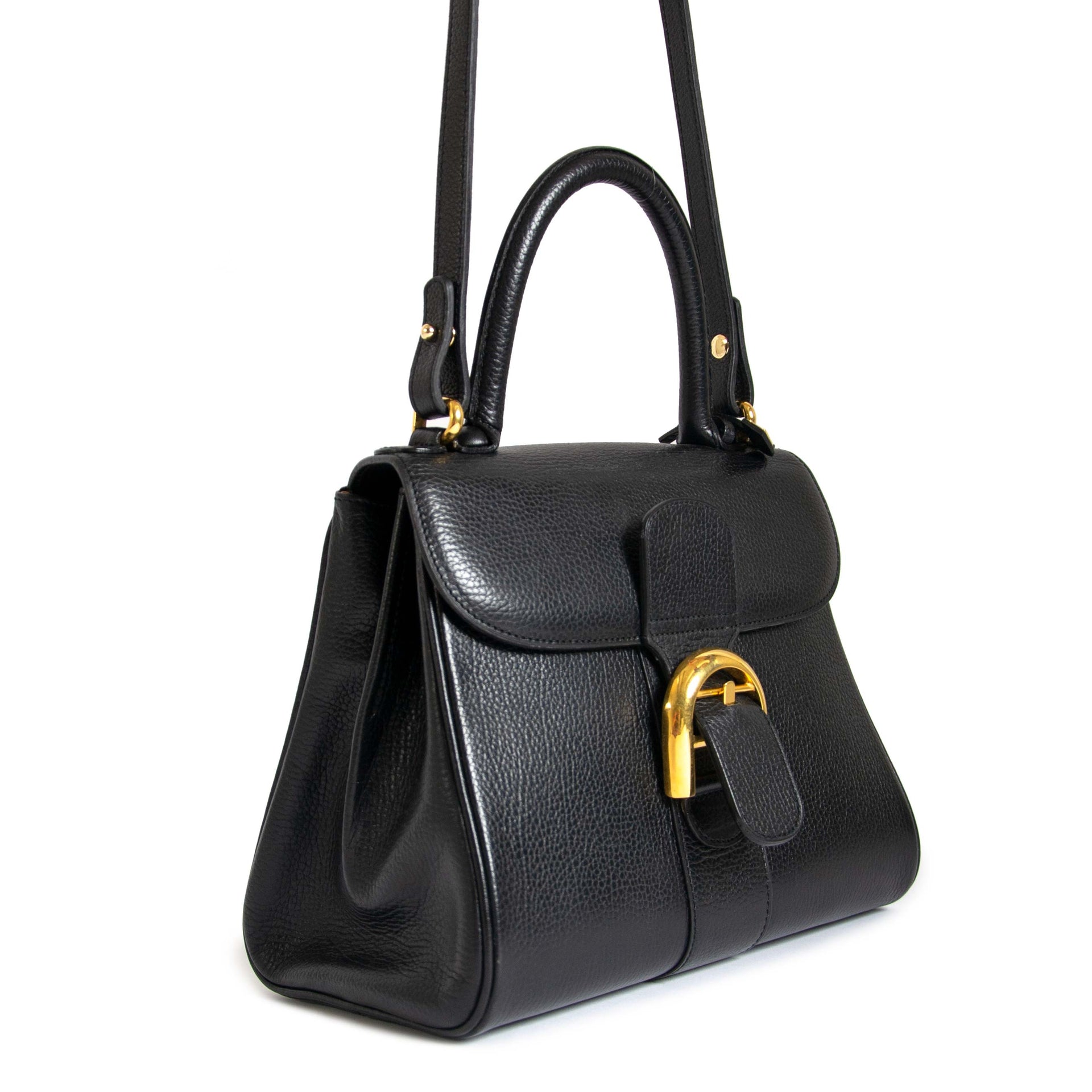safe and secure shopping at Labellov vintage webshop Delvaux Brillant Black MM + Strap