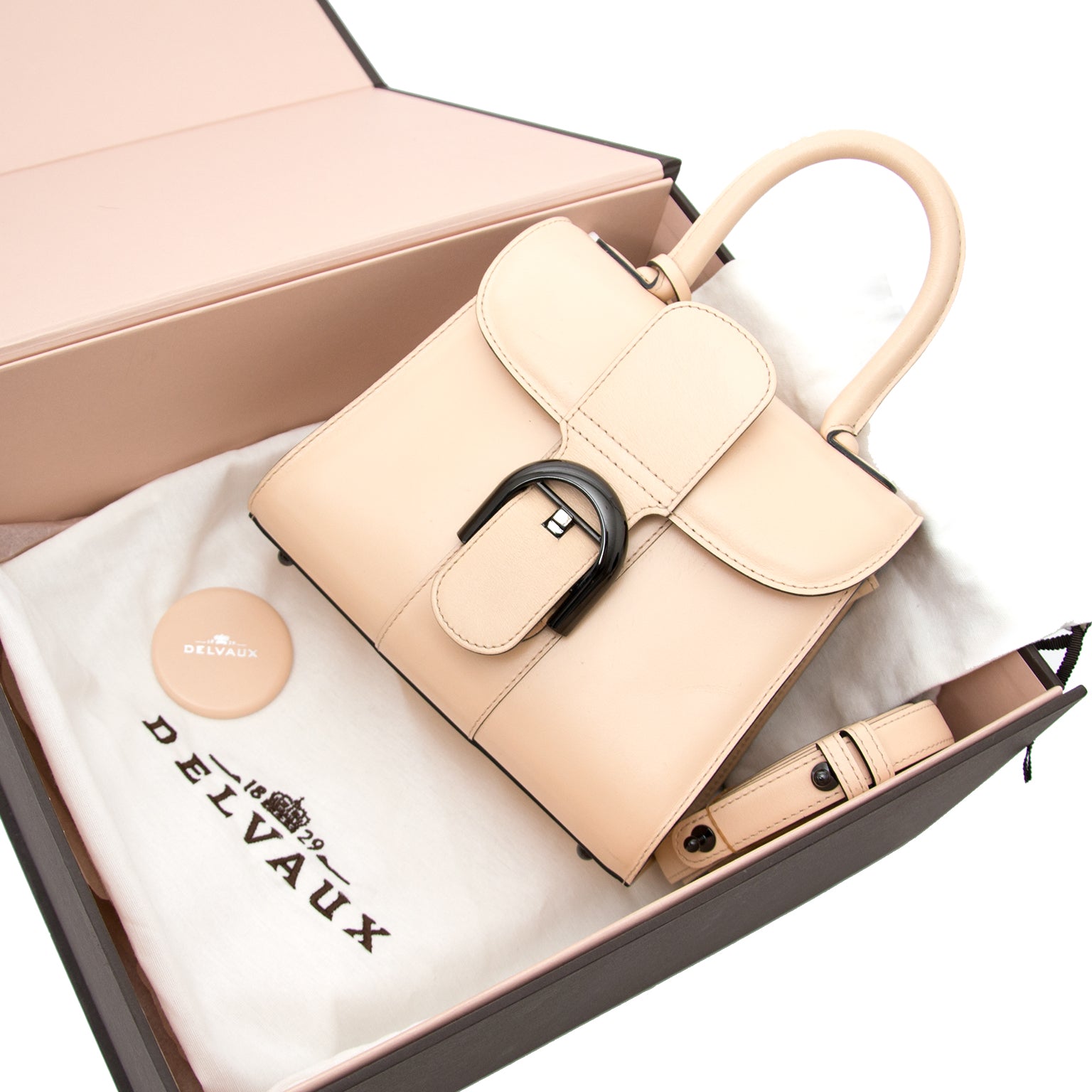 full set belgium know brand Delvaux Mini Brillant Poudré + STRAP worldwide shipping