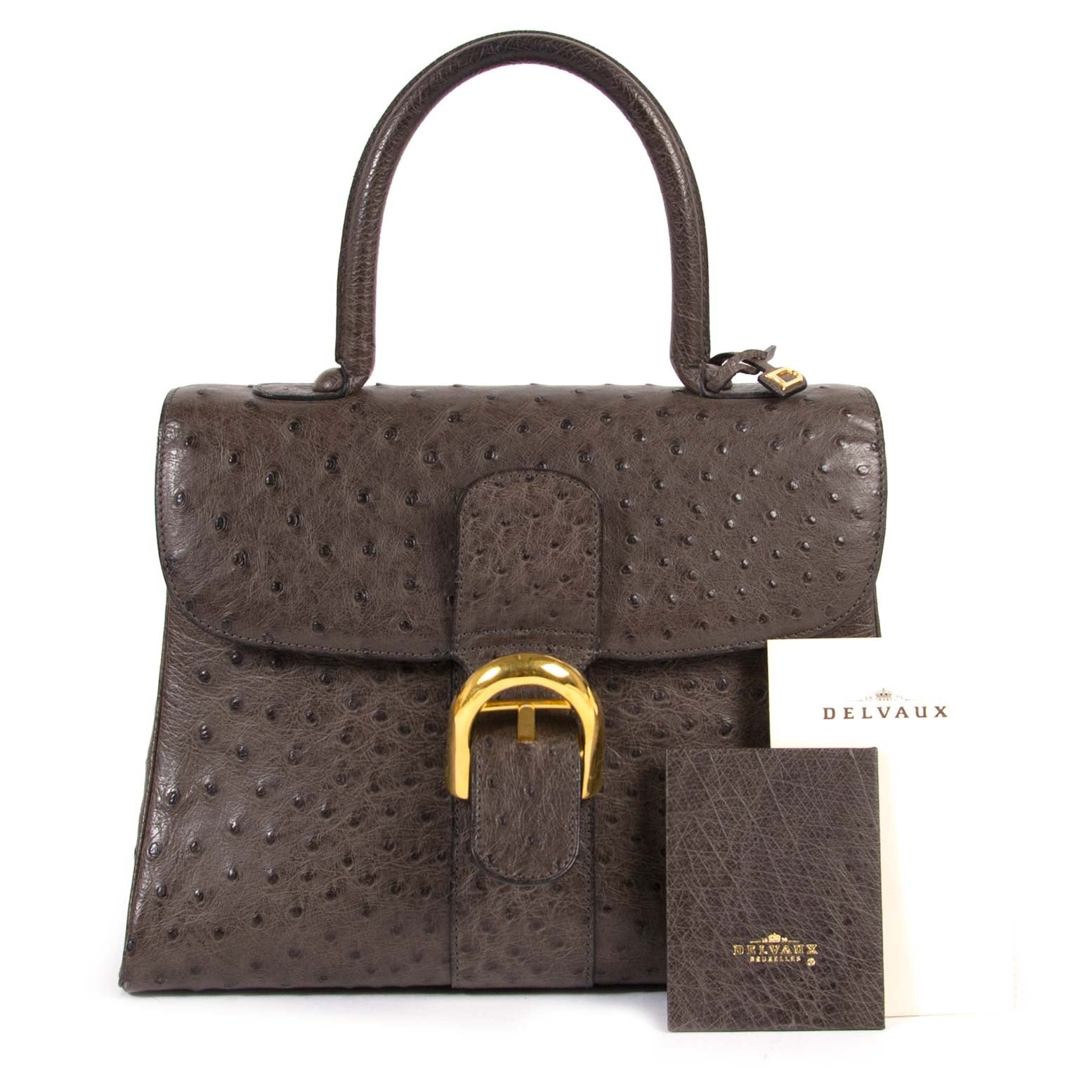 delvaux brillant ostrich MM palissandre bag now for sale at labellov vintage fashion webshop belgium